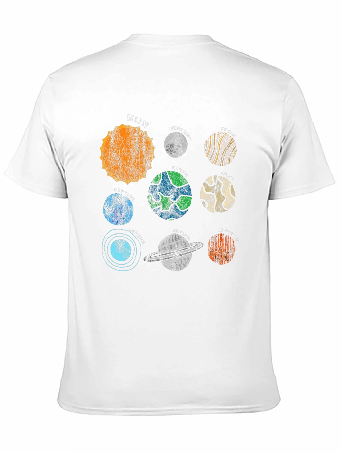 Solar System Planets Graphic Black T-Shirt