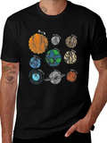 Solar System Planets Graphic Black T-Shirt