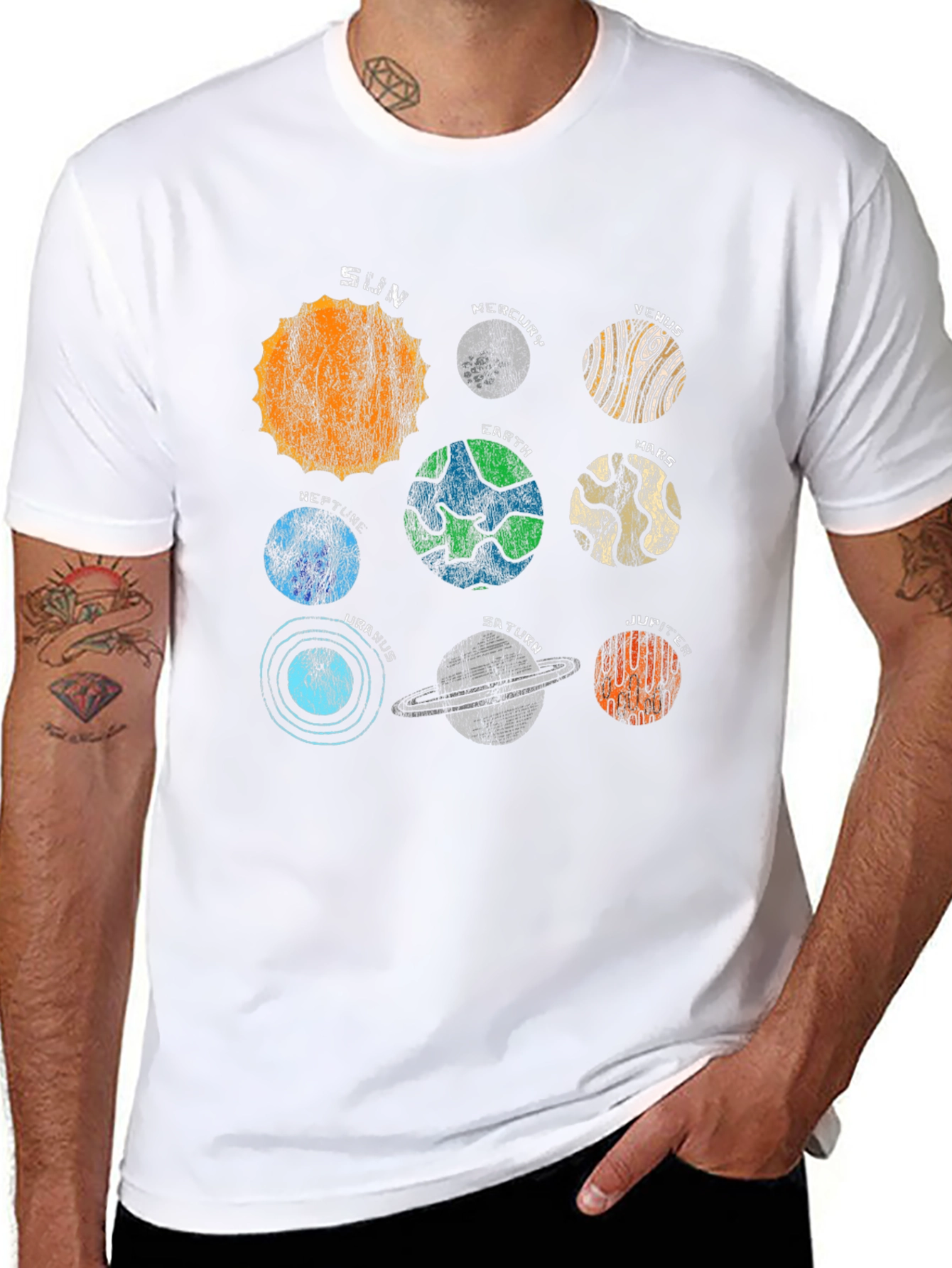 Solar System Planets Graphic Black T-Shirt