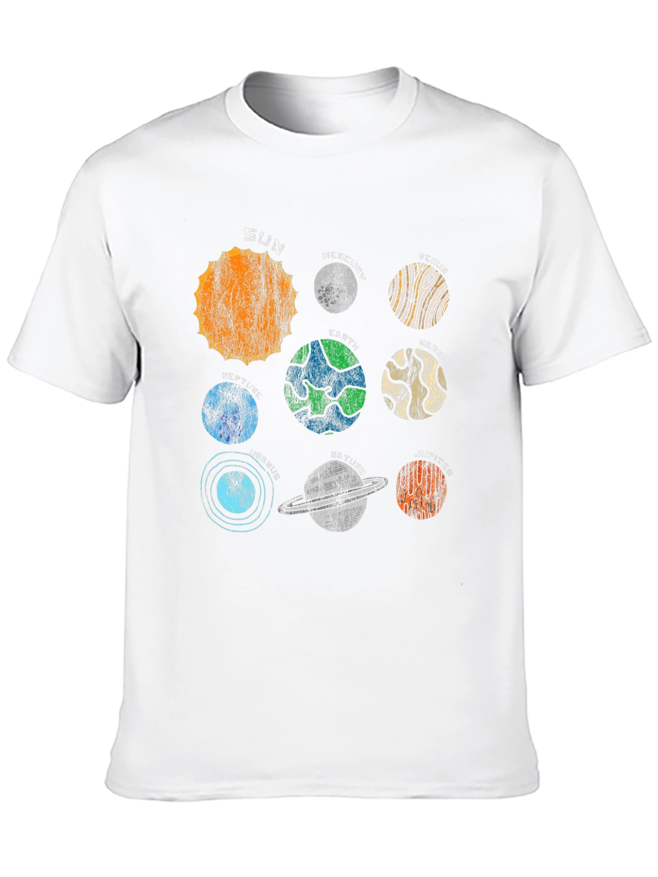 Solar System Planets Graphic Black T-Shirt