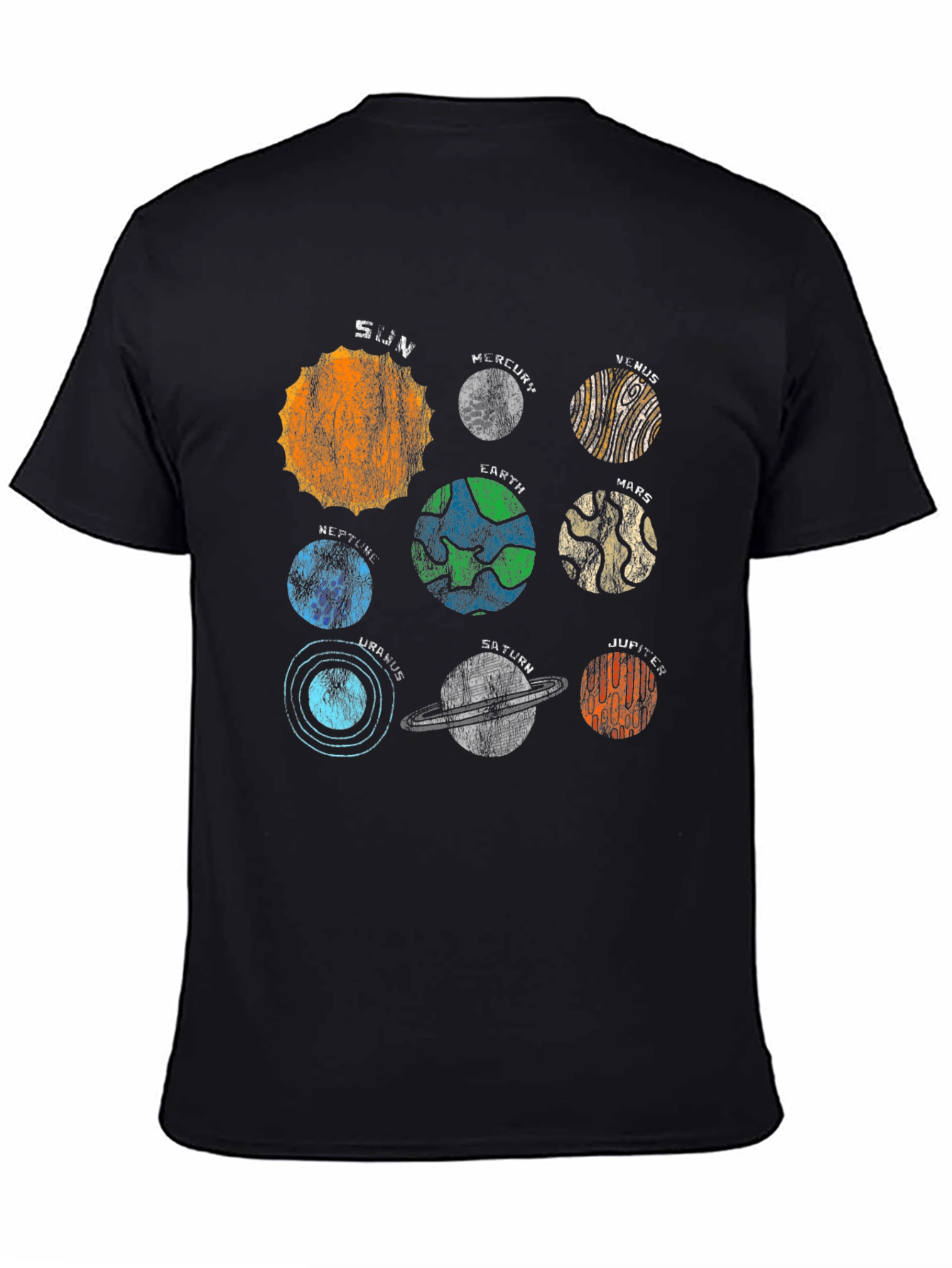 Solar System Planets Graphic Black T-Shirt