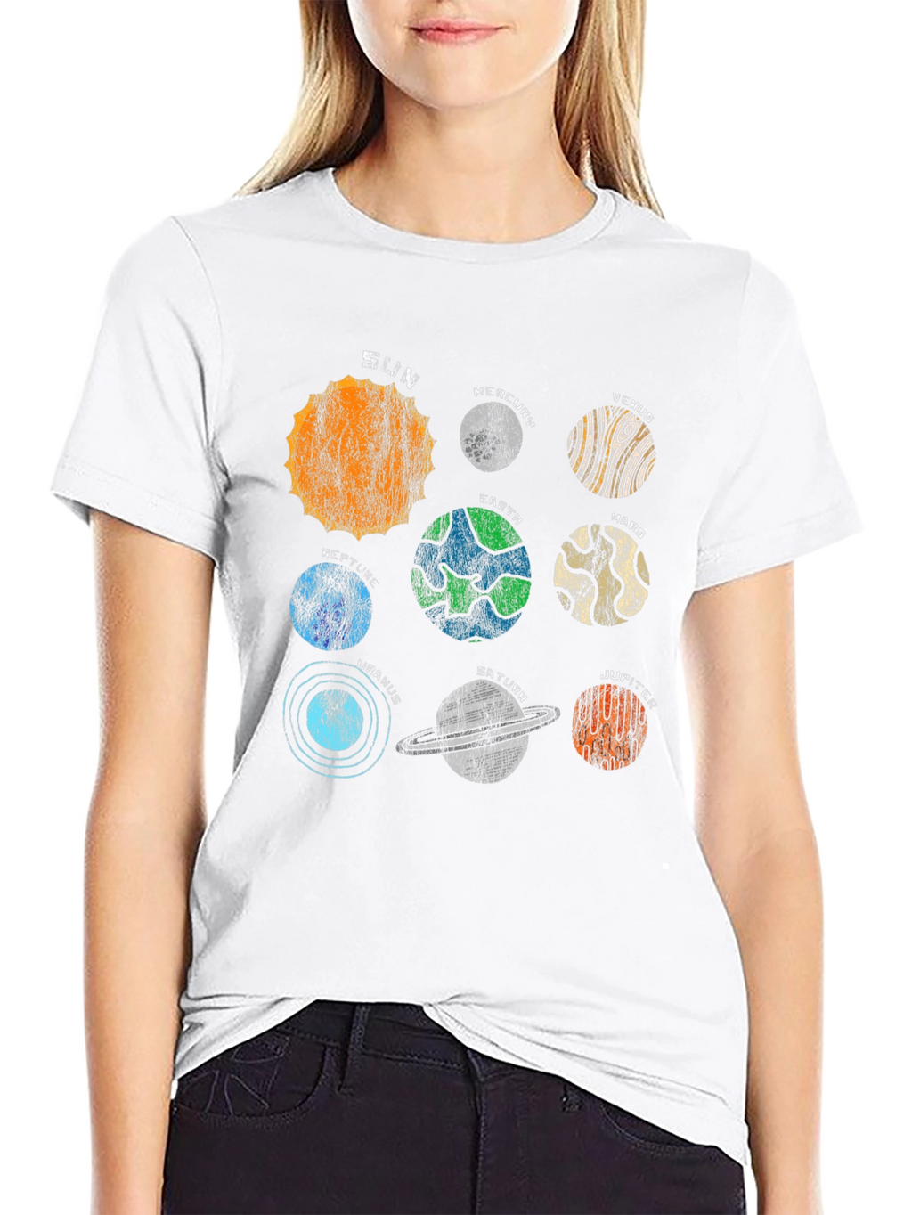 Solar System Planets Graphic Black T-Shirt