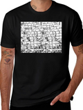 Textured Brick Wall Graphic Black T-Shirt