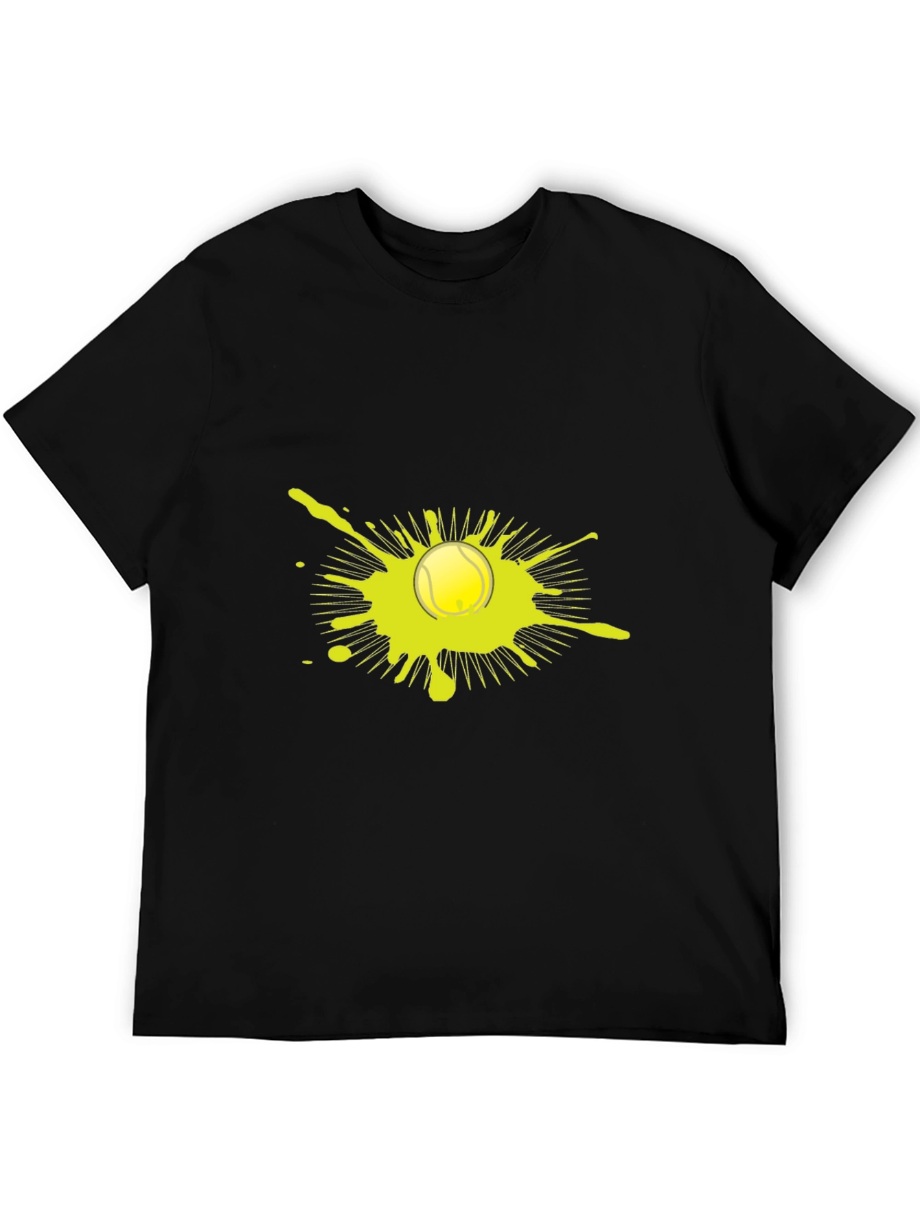 Tennis Ball Splatter Graphic Black T-Shirt