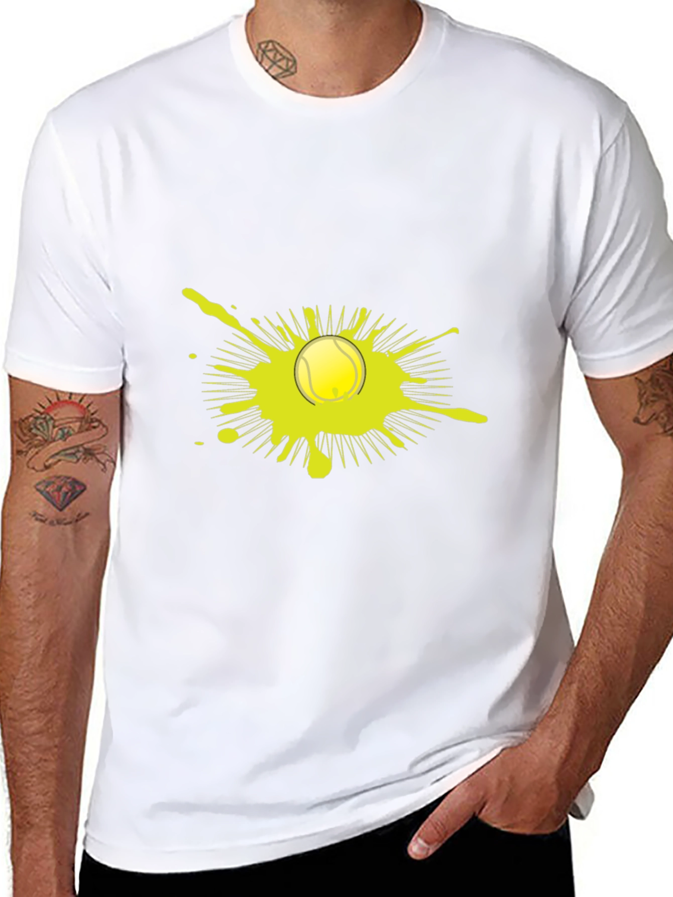 Tennis Ball Splatter Graphic Black T-Shirt