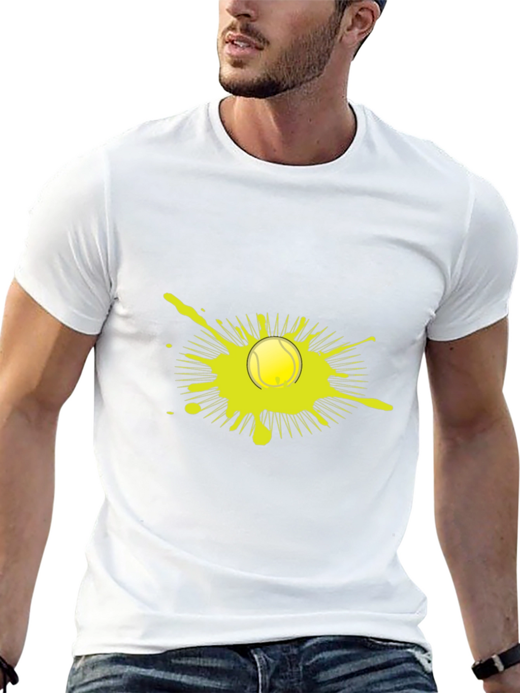 Tennis Ball Splatter Graphic Black T-Shirt