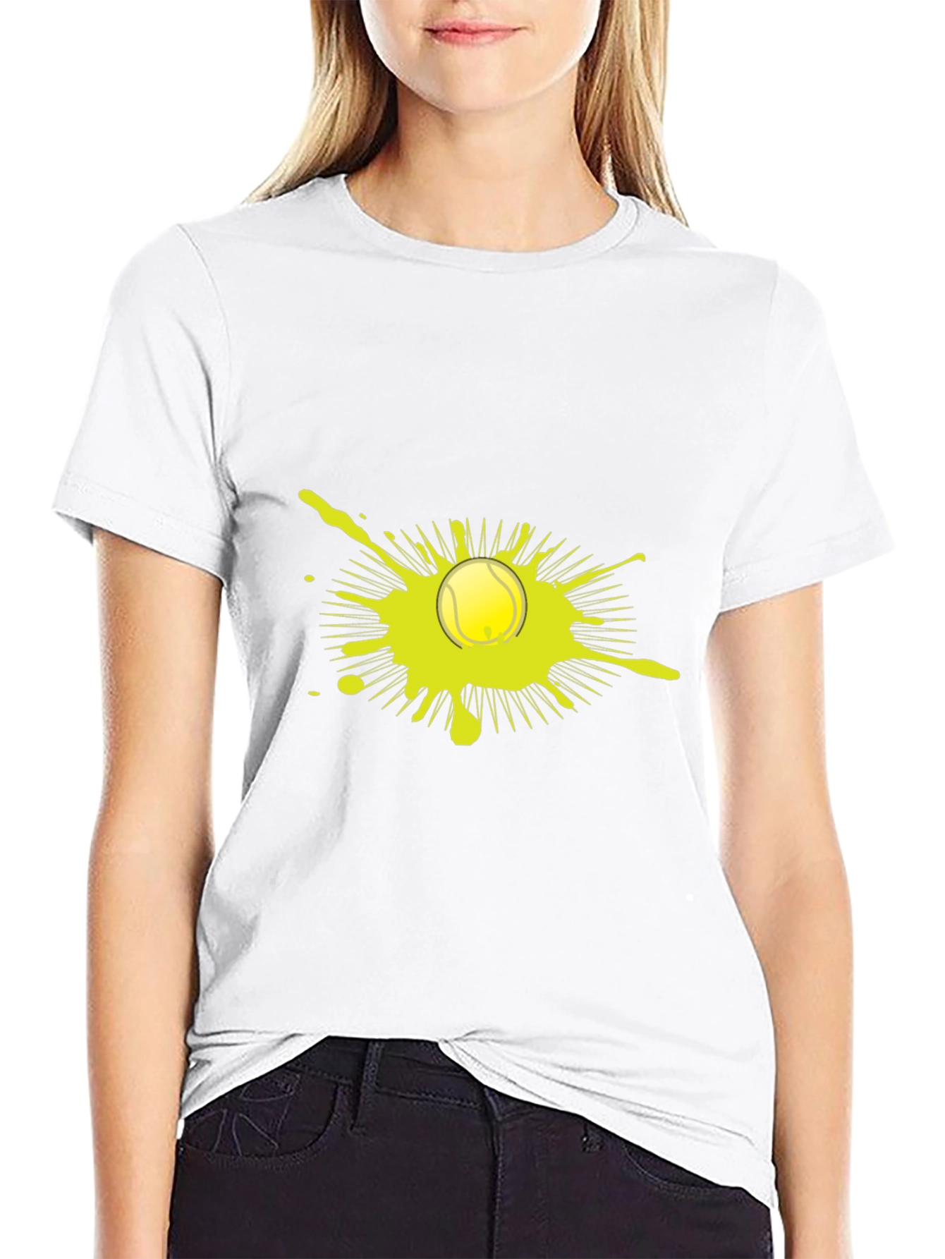 Tennis Ball Splatter Graphic Black T-Shirt