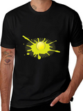 Tennis Ball Splatter Graphic Black T-Shirt
