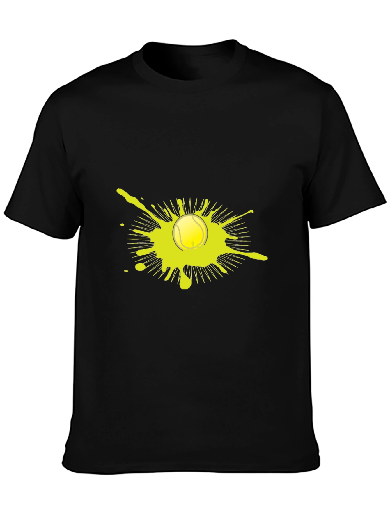 Tennis Ball Splatter Graphic Black T-Shirt