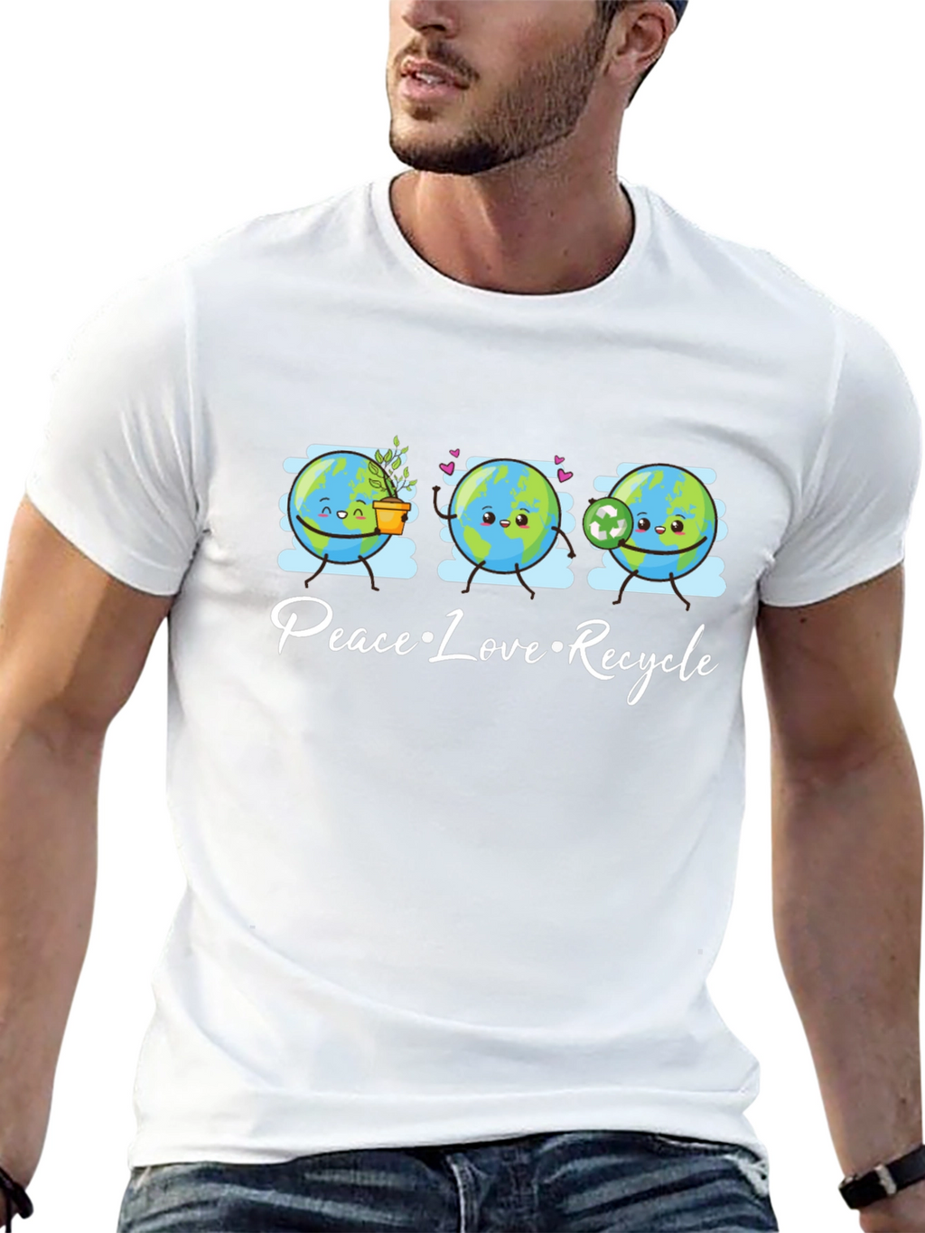Peace Love Recycle T-Shirt Earth Day Graphic Tee