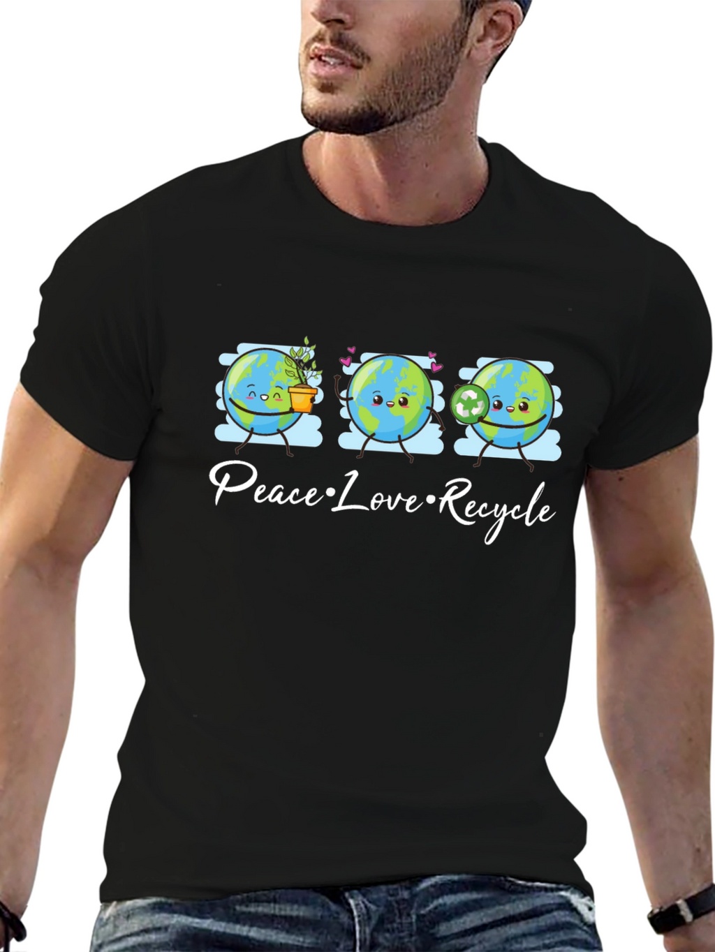 Peace Love Recycle T-Shirt Earth Day Graphic Tee