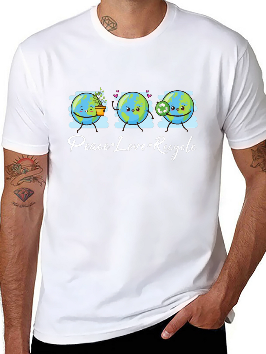 Peace Love Recycle T-Shirt Earth Day Graphic Tee