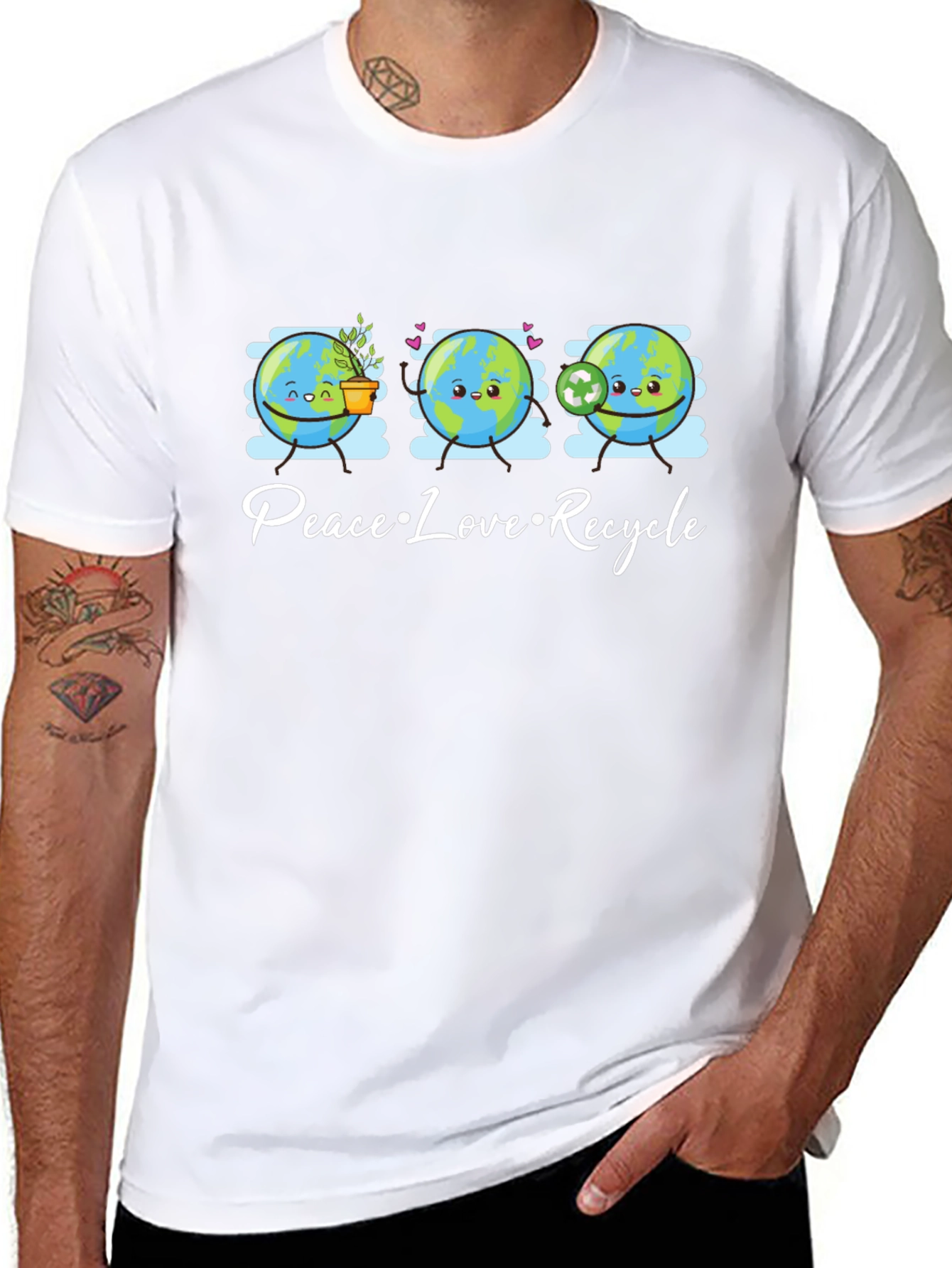 Peace Love Recycle T-Shirt Earth Day Graphic Tee