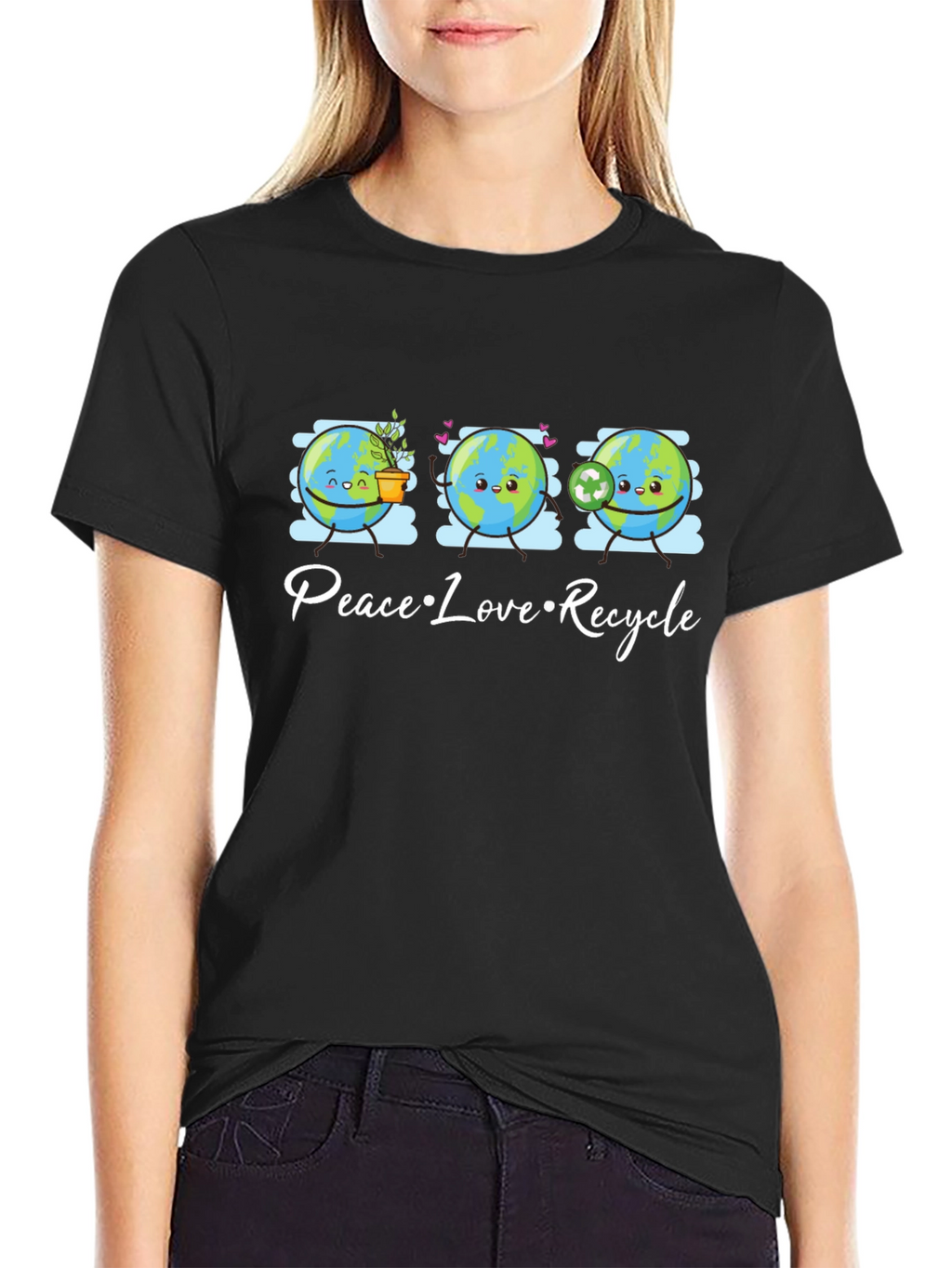 Peace Love Recycle T-Shirt Earth Day Graphic Tee