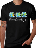 Peace Love Recycle T-Shirt Earth Day Graphic Tee