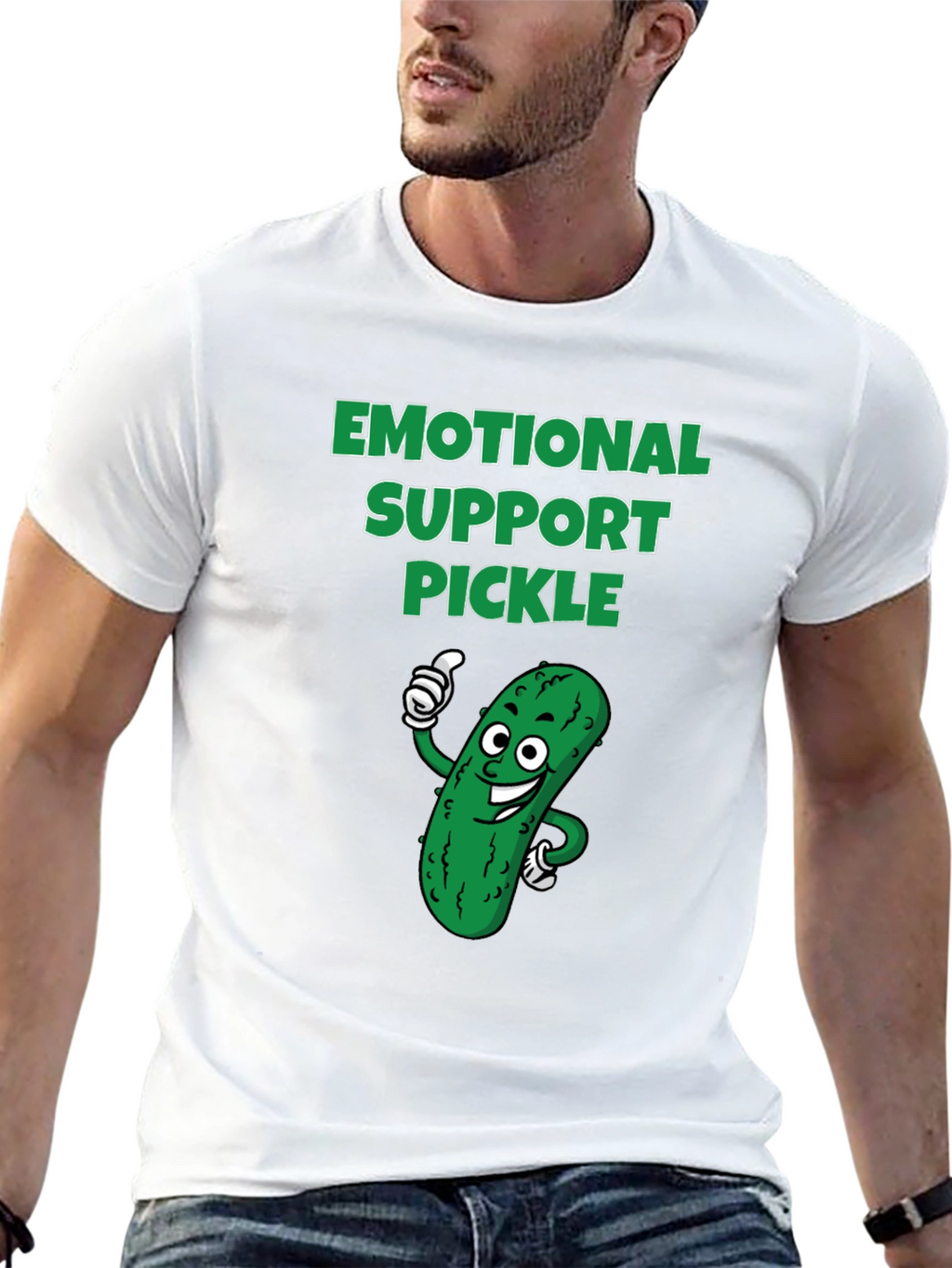 Emotional Support Pickle Graphic T-Shirt