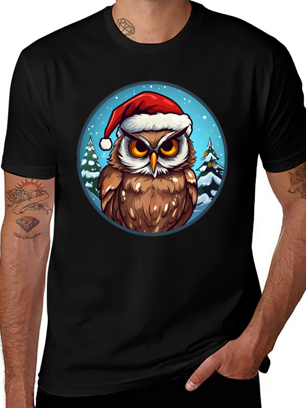 Festive Owl Christmas T-Shirt