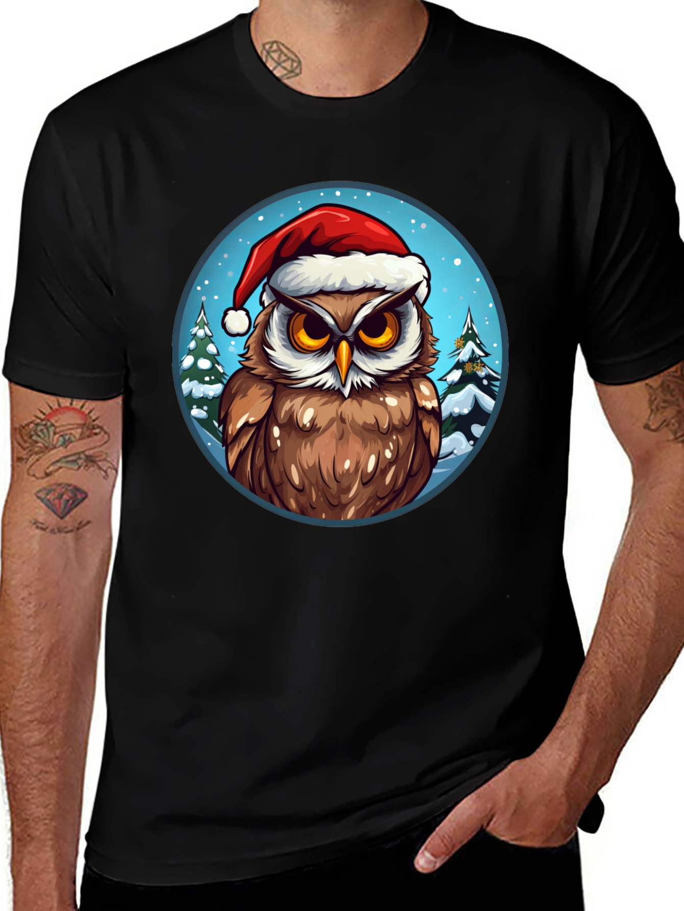 Festive Owl Christmas T-Shirt