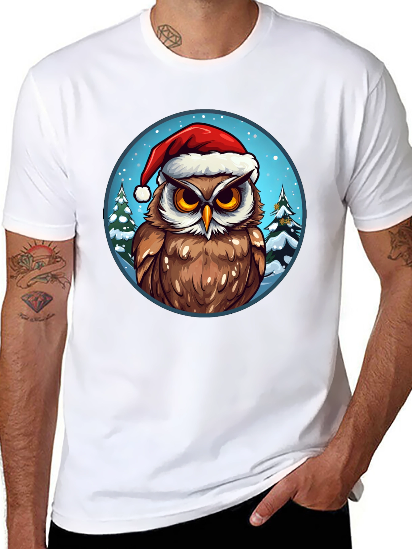 Festive Owl Christmas T-Shirt