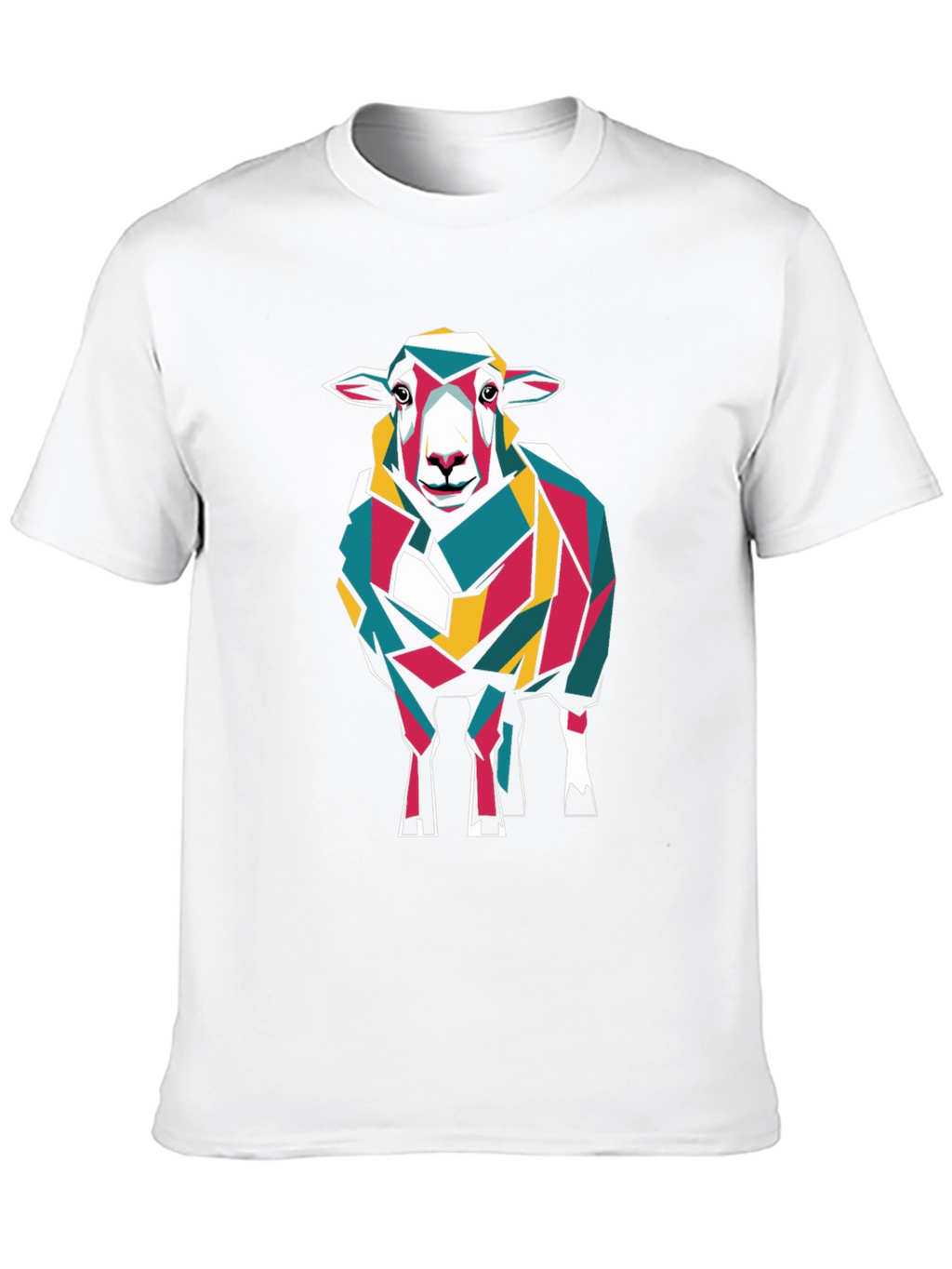 Geometric Sheep Graphic Tee - Modern Art Design