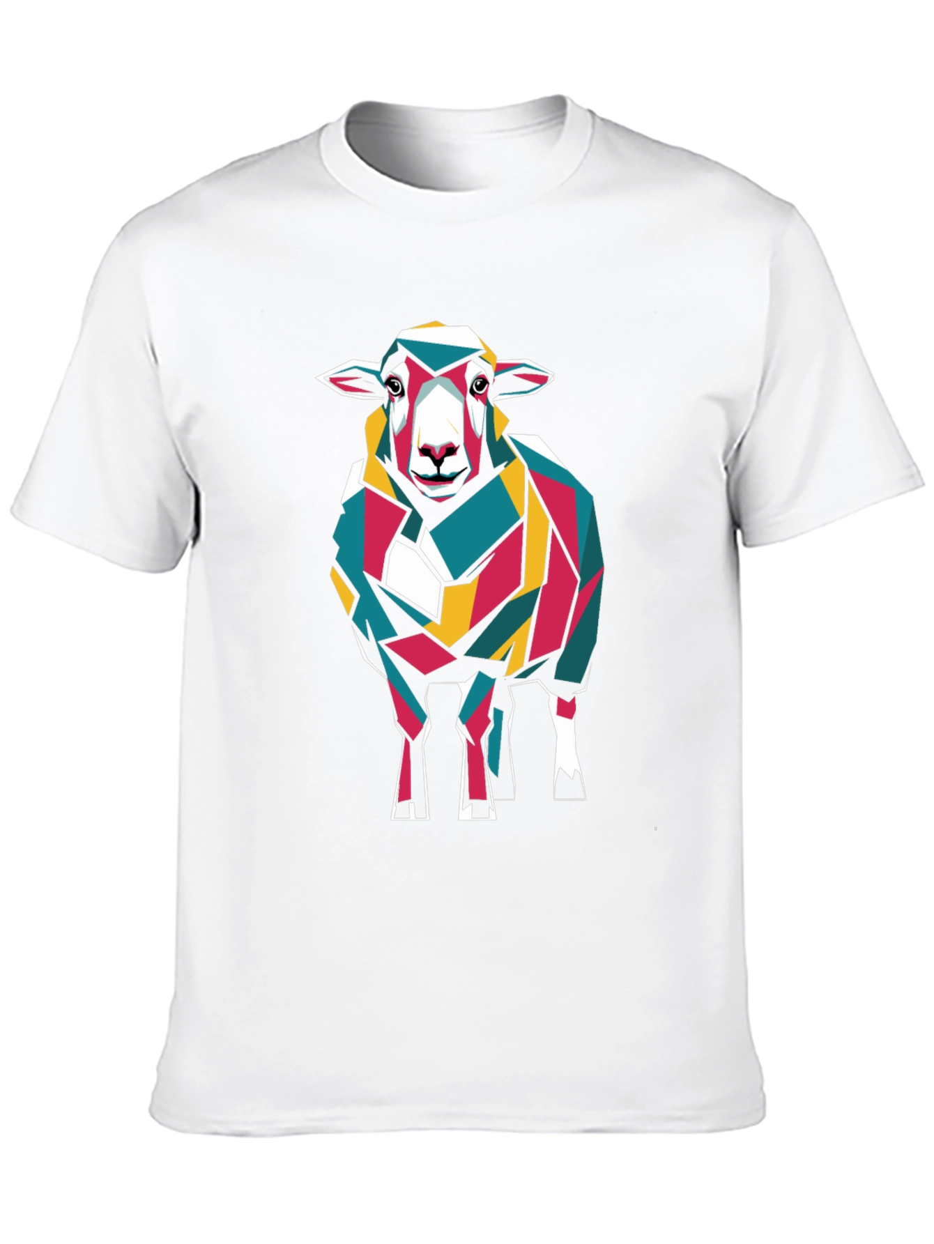 Geometric Sheep Graphic Tee - Modern Art Design