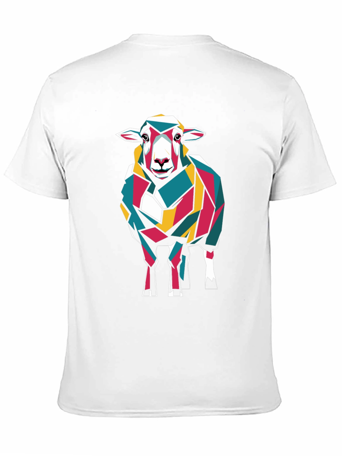 Geometric Sheep Graphic Tee - Modern Art Design