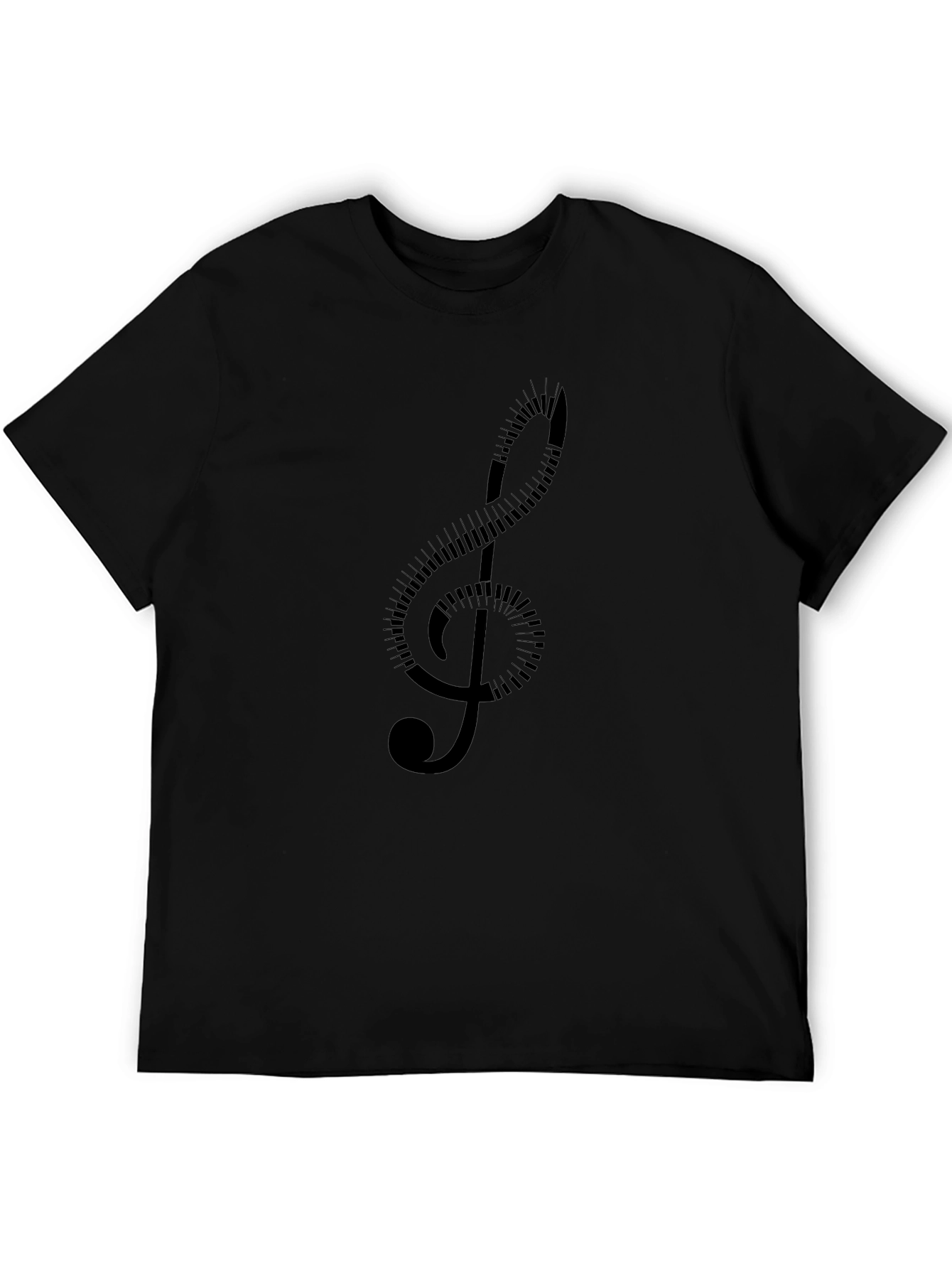 Musical Clef Graphic T-Shirt - Stylish Black Tee