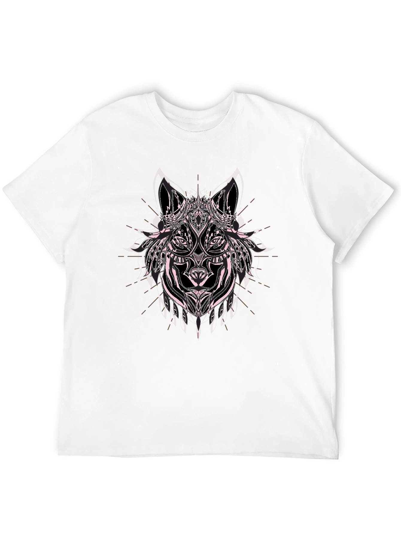 Wolf Graphic Print Black Cotton T-Shirt