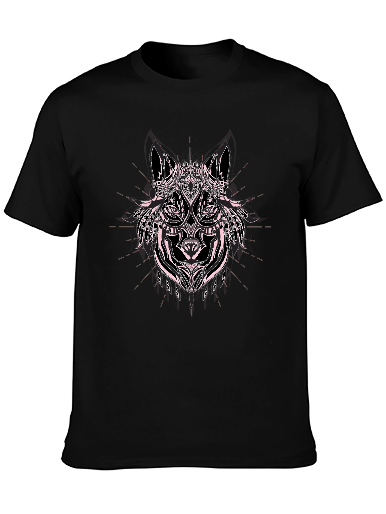 Wolf Graphic Print Black Cotton T-Shirt