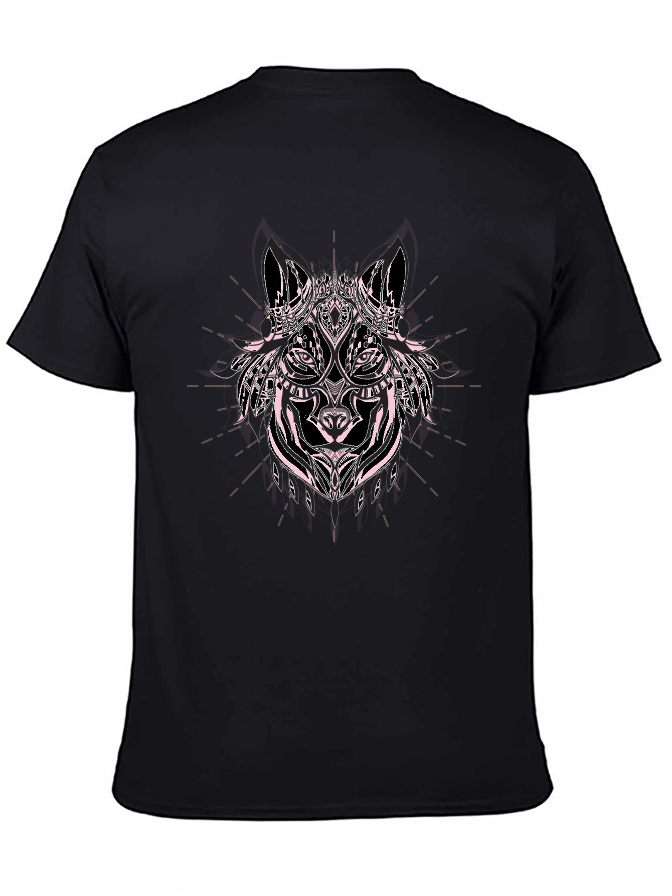 Wolf Graphic Print Black Cotton T-Shirt