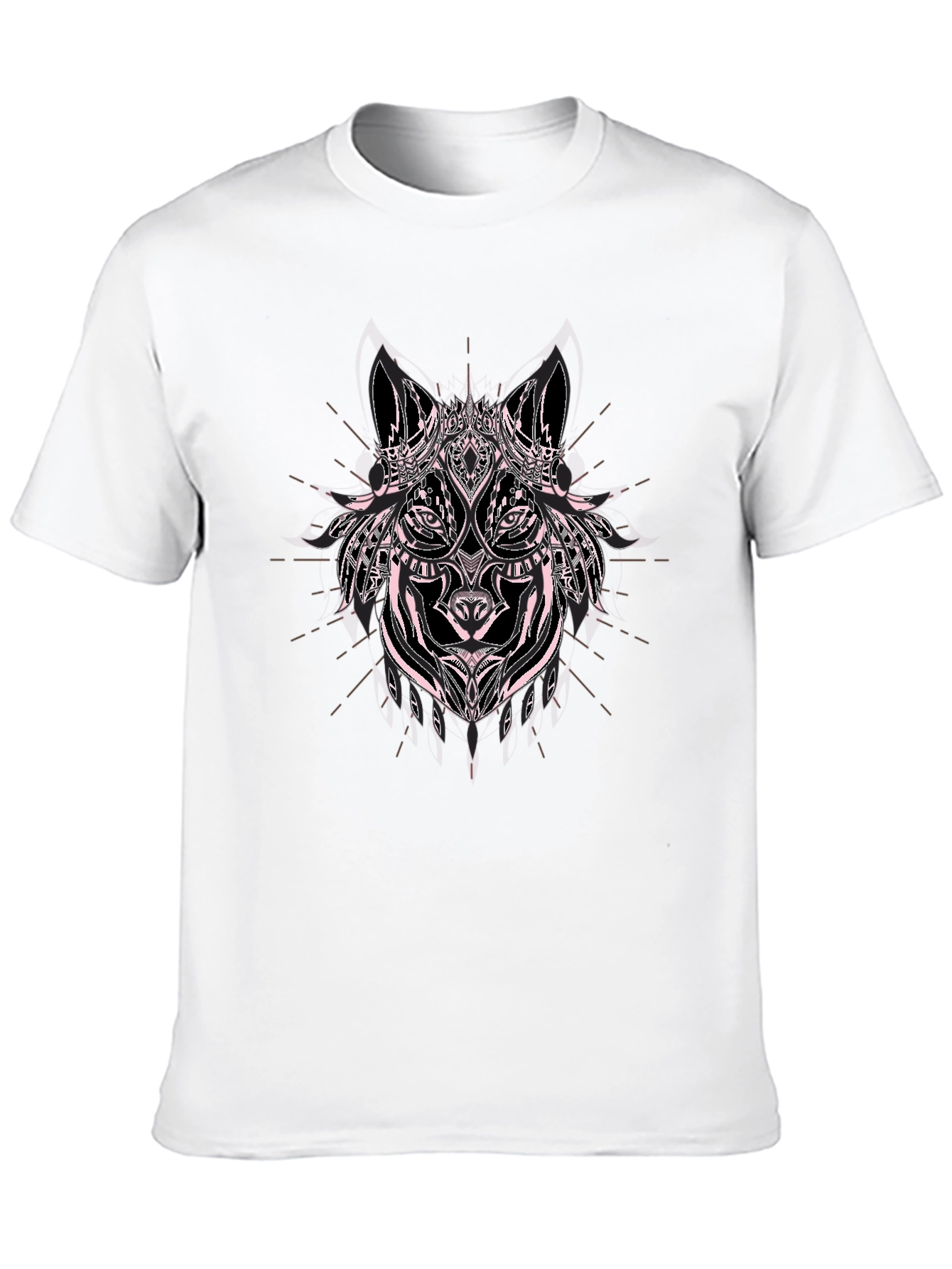 Wolf Graphic Print Black Cotton T-Shirt
