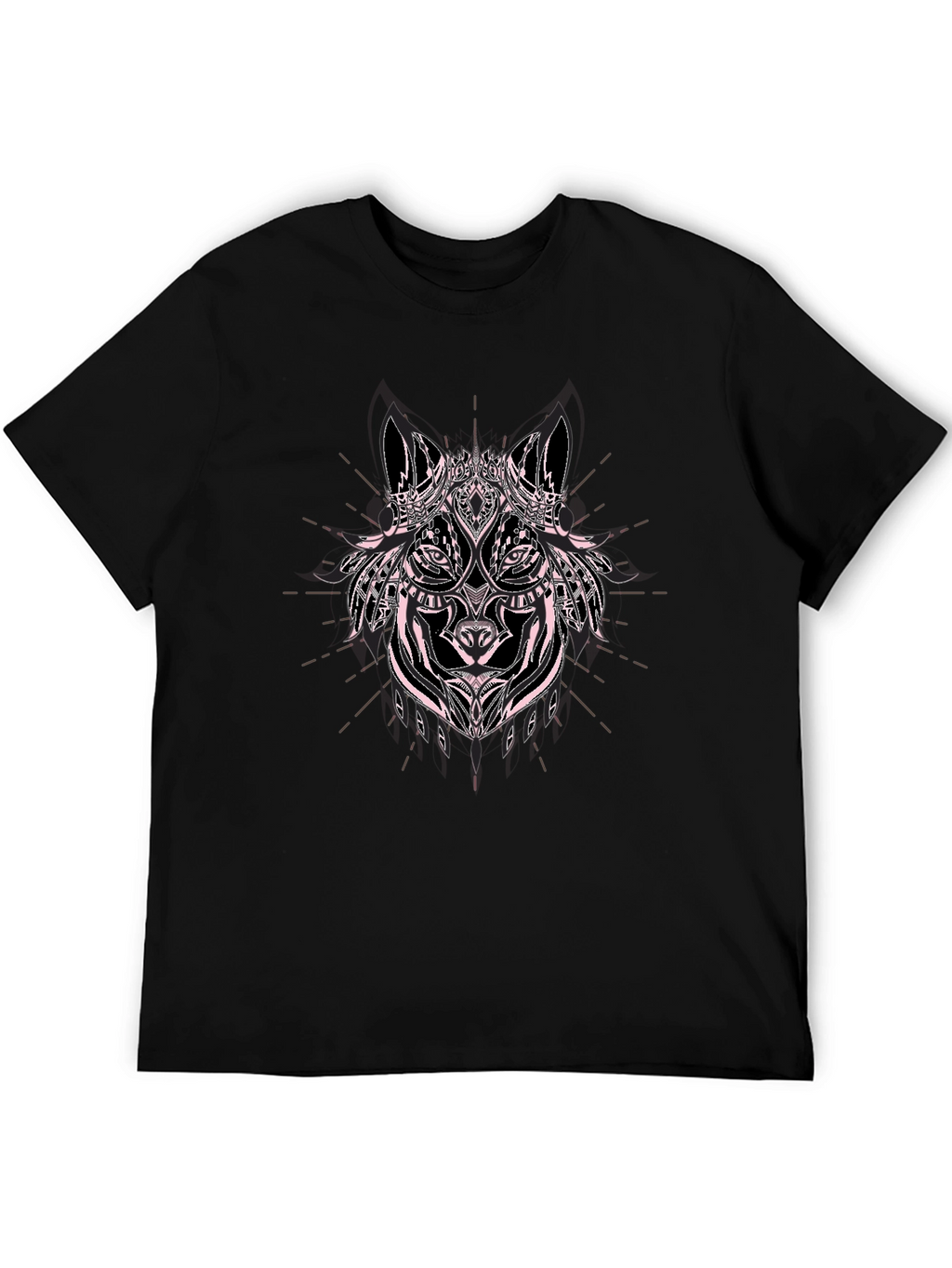 Wolf Graphic Print Black Cotton T-Shirt