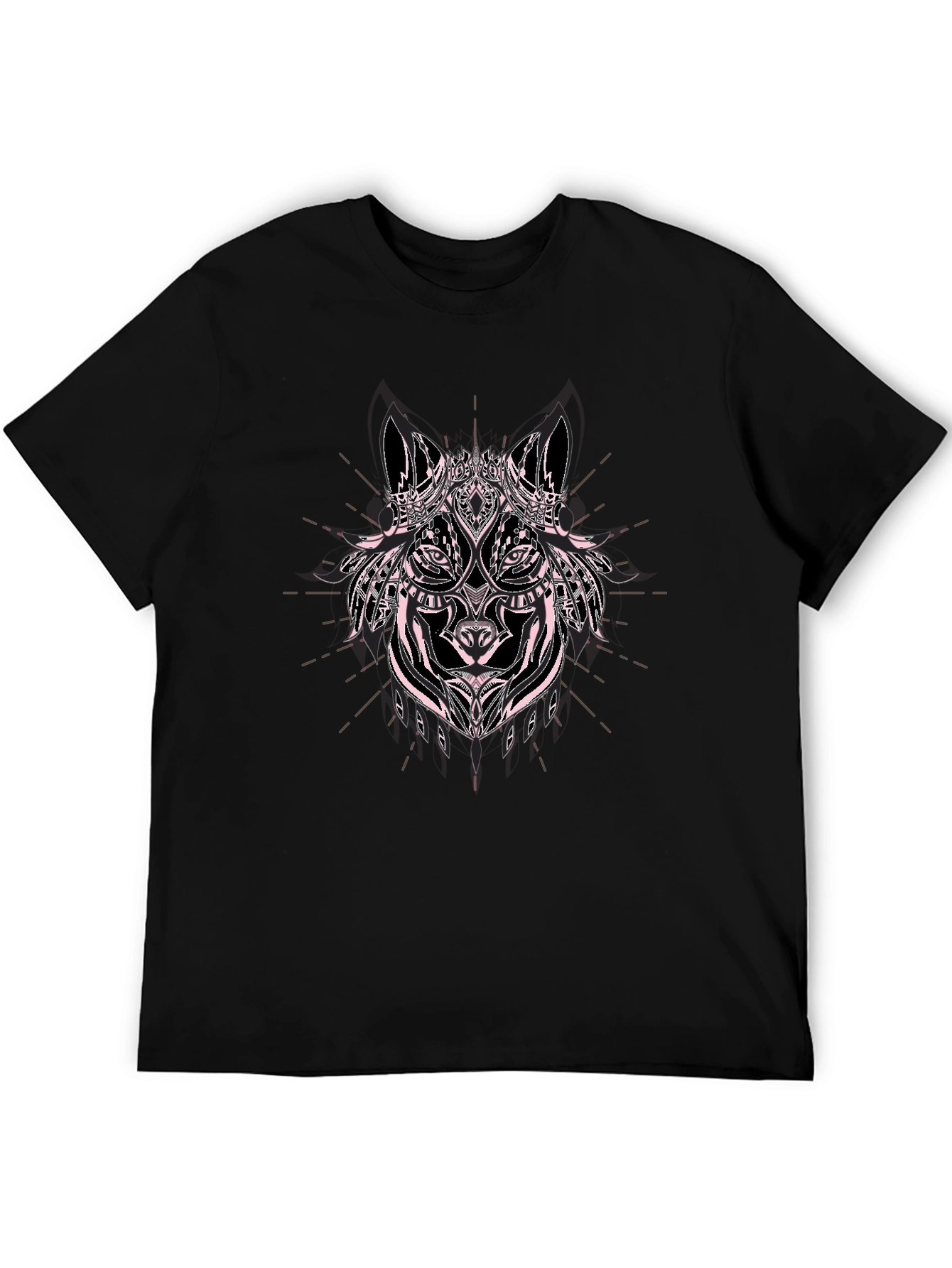 Wolf Graphic Print Black Cotton T-Shirt