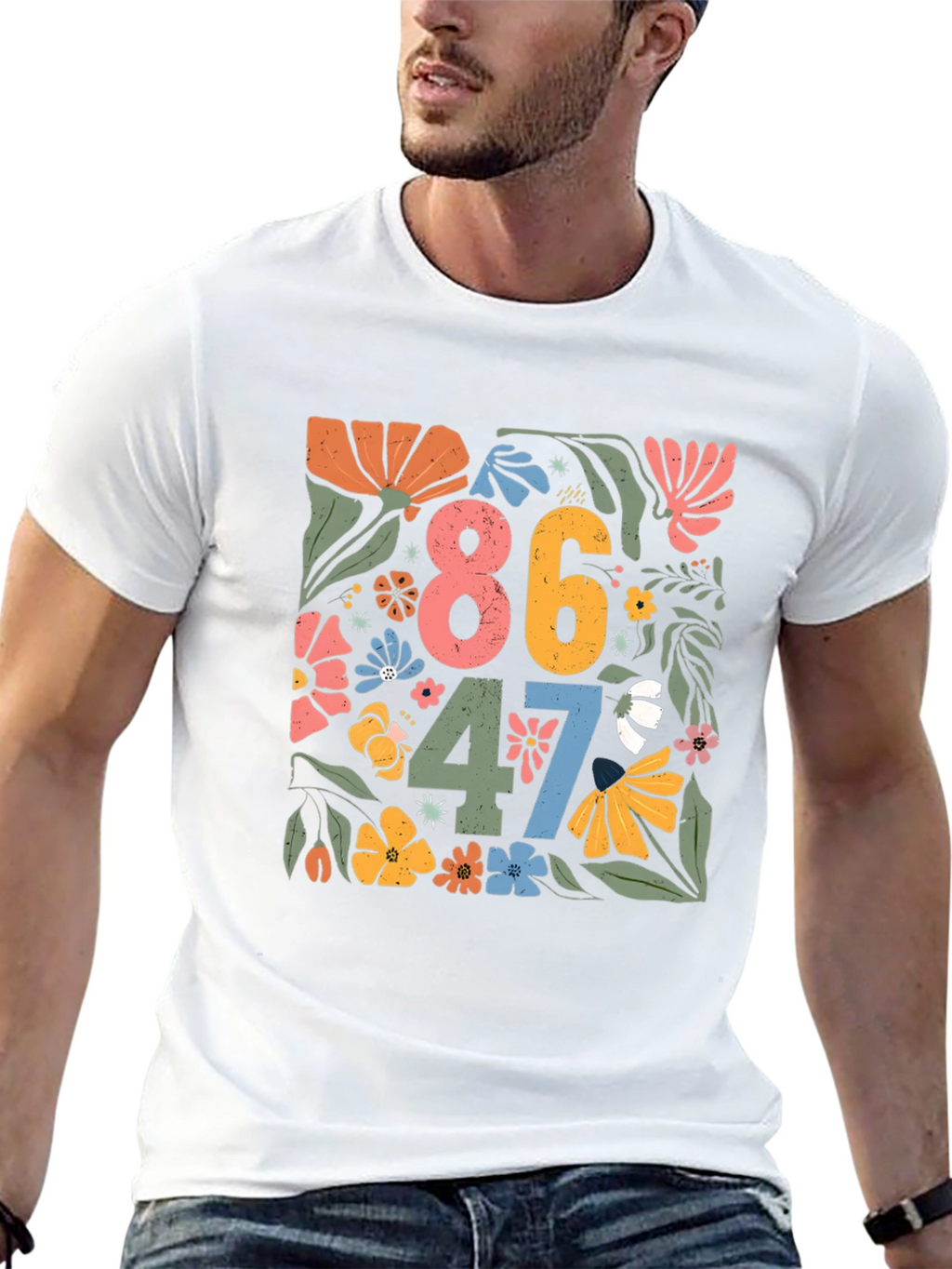 Floral 86 47 T-Shirt - Retro Design