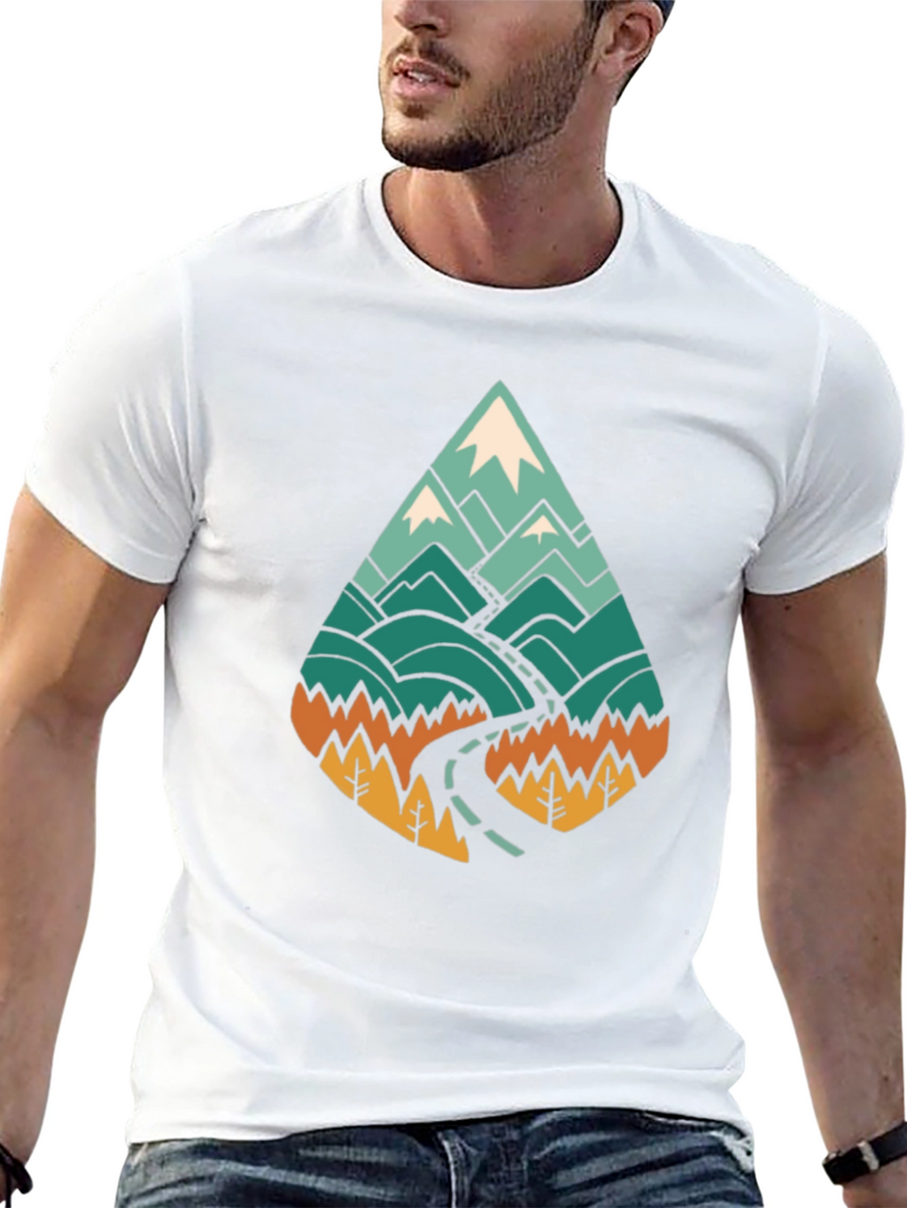 Mountain Road Trip Graphic T-Shirt - Black