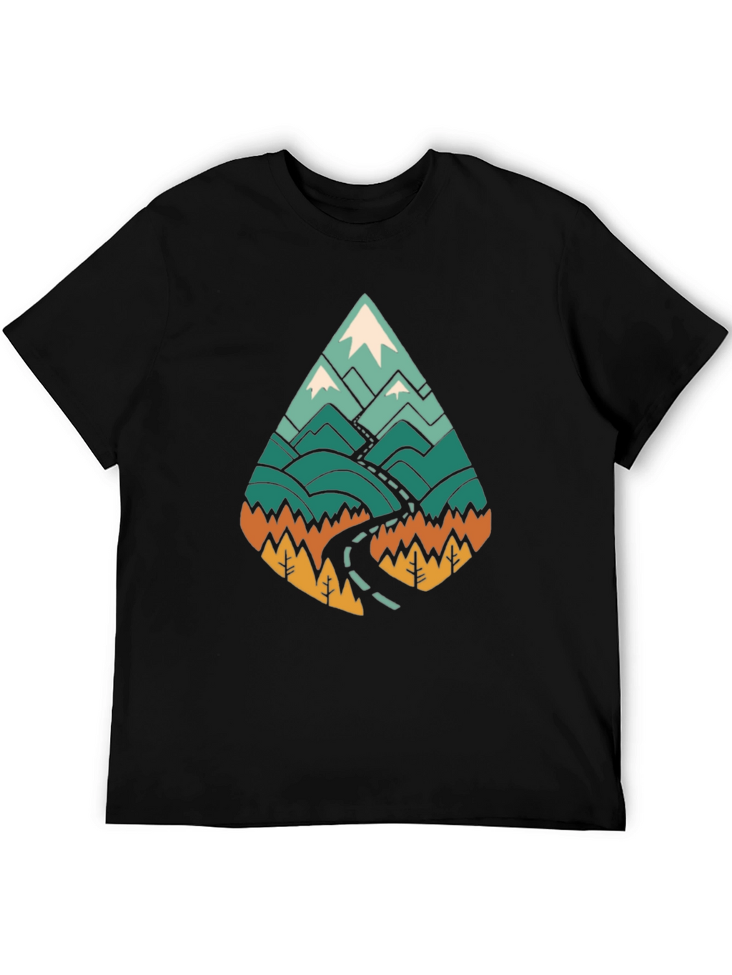 Mountain Road Trip Graphic T-Shirt - Black