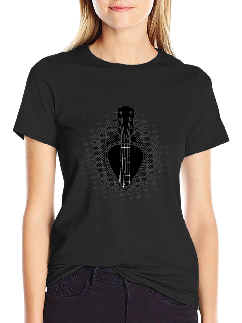 Guitar Pick Guitar Neck T-Shirt - Black