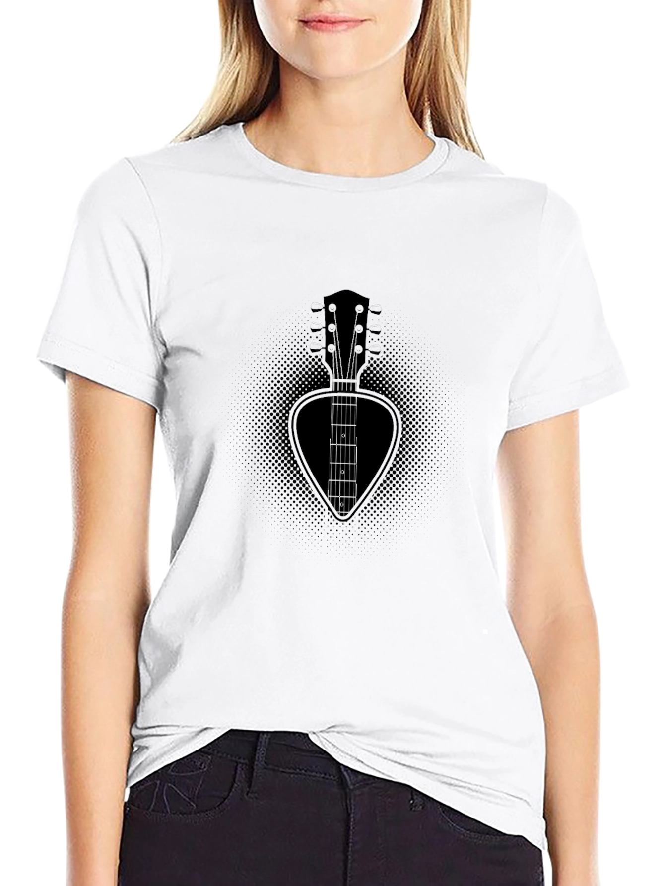 Guitar Pick Guitar Neck T-Shirt - Black