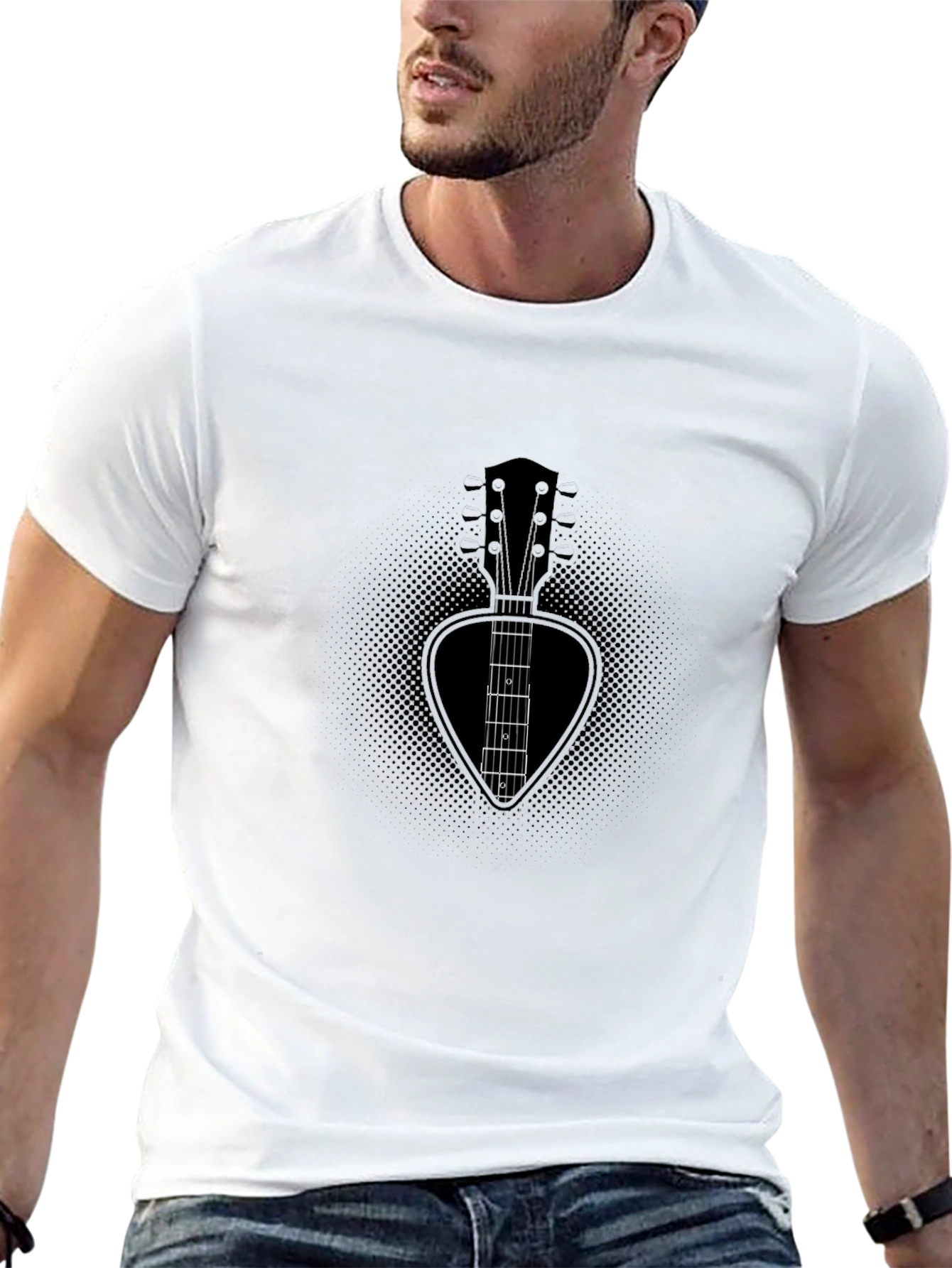 Guitar Pick Guitar Neck T-Shirt - Black