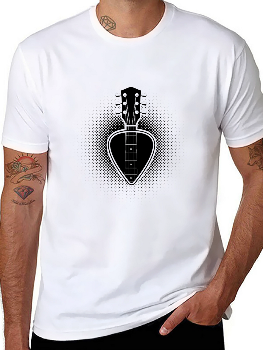 Guitar Pick Guitar Neck T-Shirt - Black