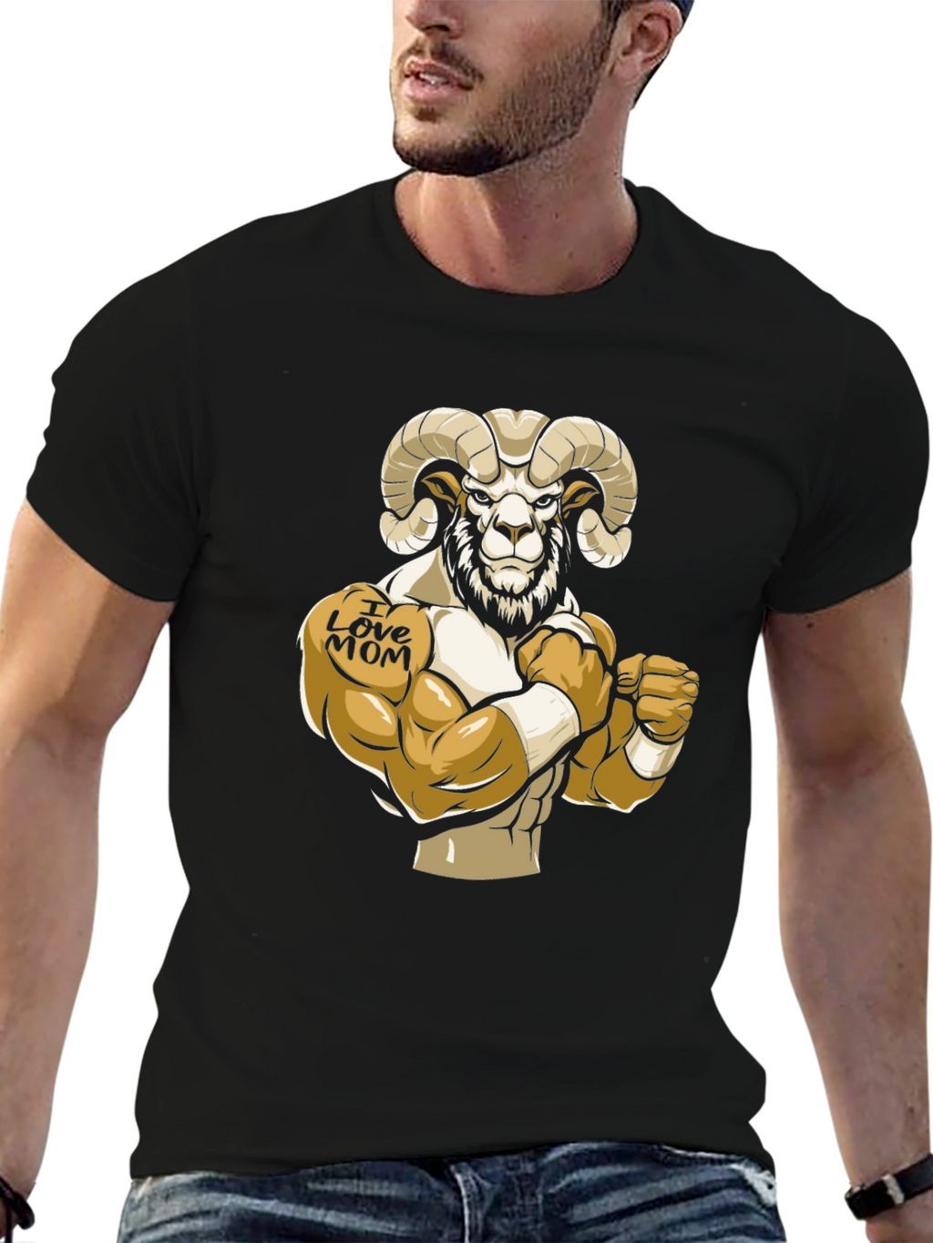 Rambo Ram I Love Mom Graphic T-Shirt