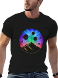 Cosmic Mountain Black T-Shirt - Galaxy Design