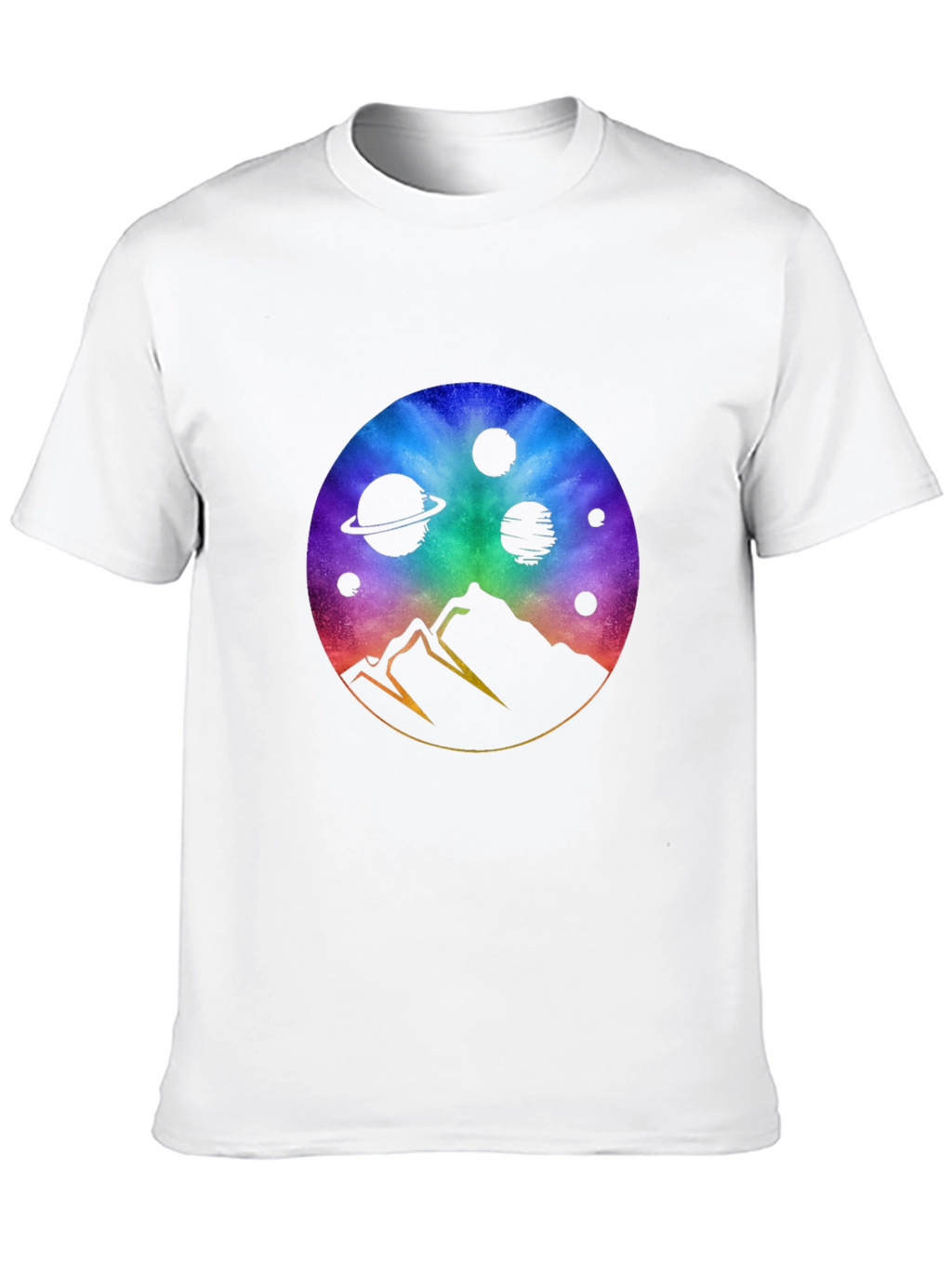 Cosmic Mountain Black T-Shirt - Galaxy Design