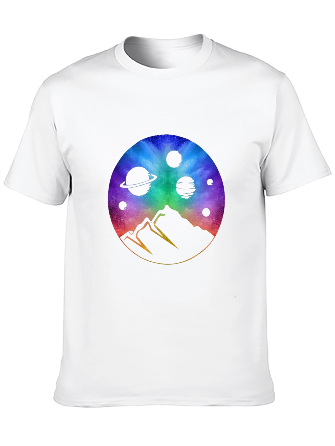 Cosmic Mountain Black T-Shirt - Galaxy Design