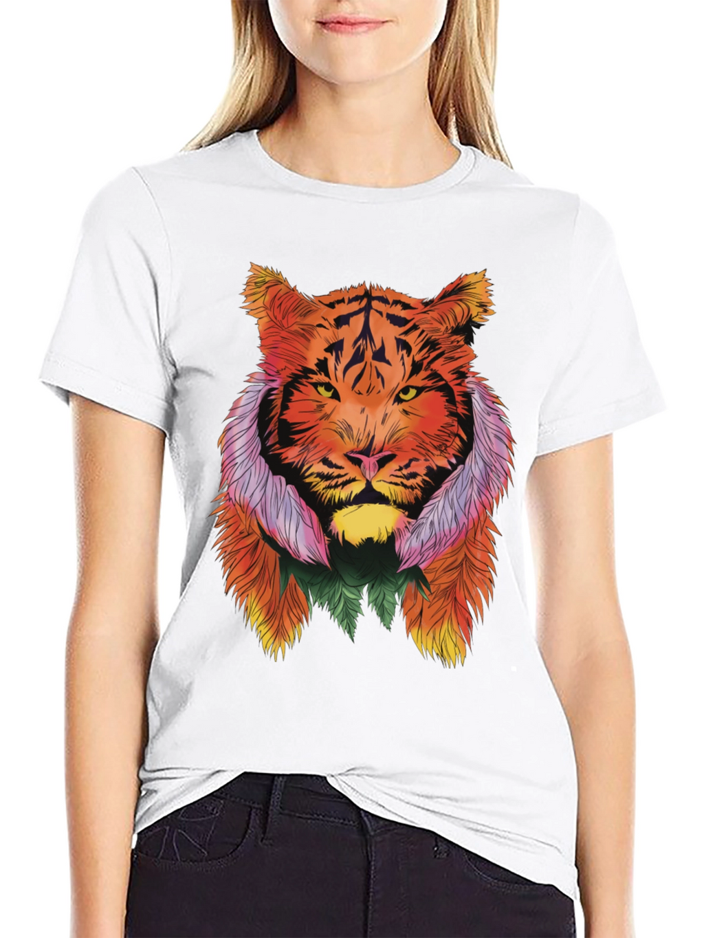 Vibrant Tiger Graphic Tee - Stylish Animal Print Shirt