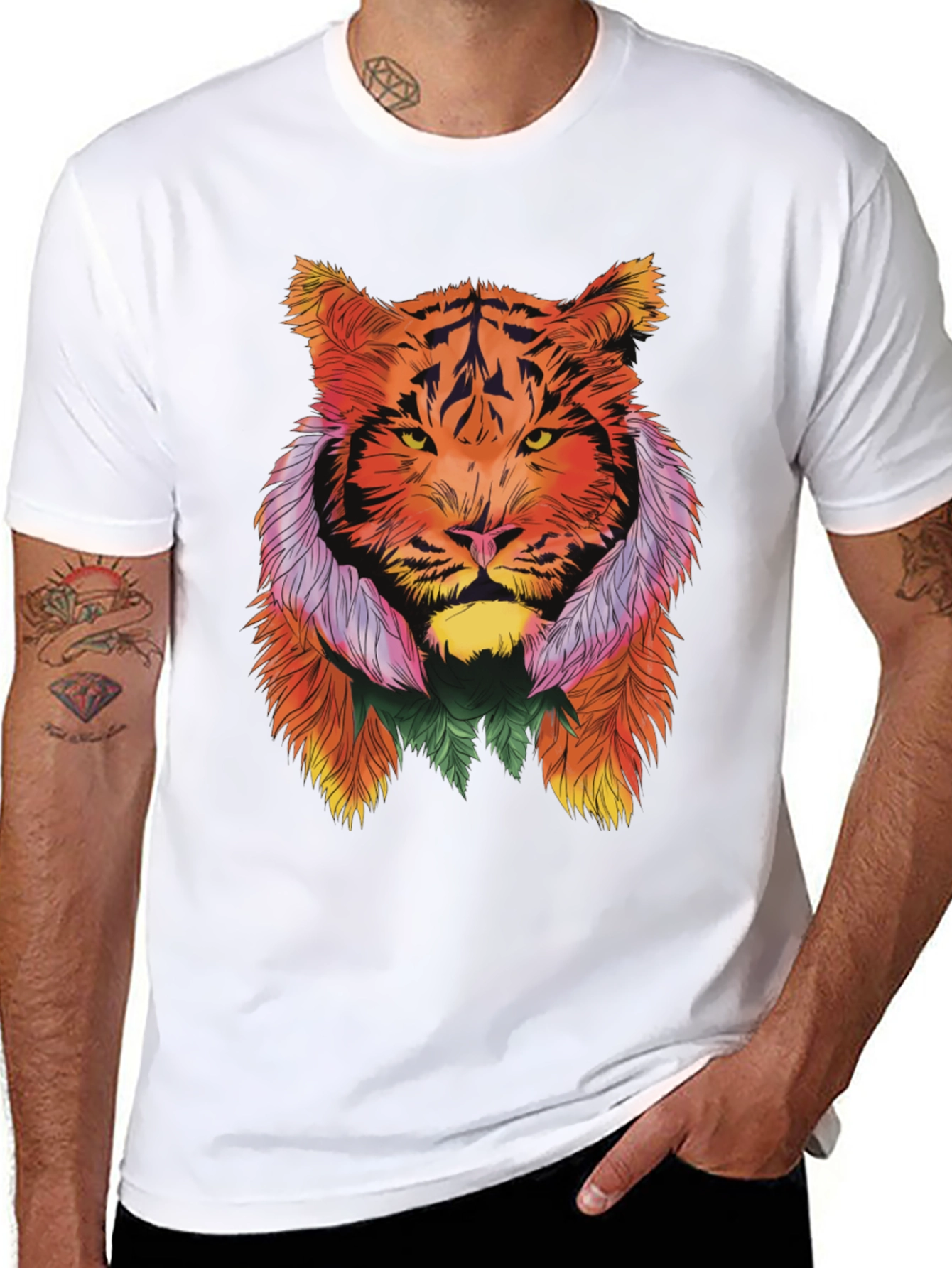 Vibrant Tiger Graphic Tee - Stylish Animal Print Shirt