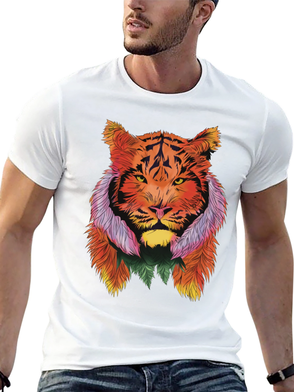 Vibrant Tiger Graphic Tee - Stylish Animal Print Shirt
