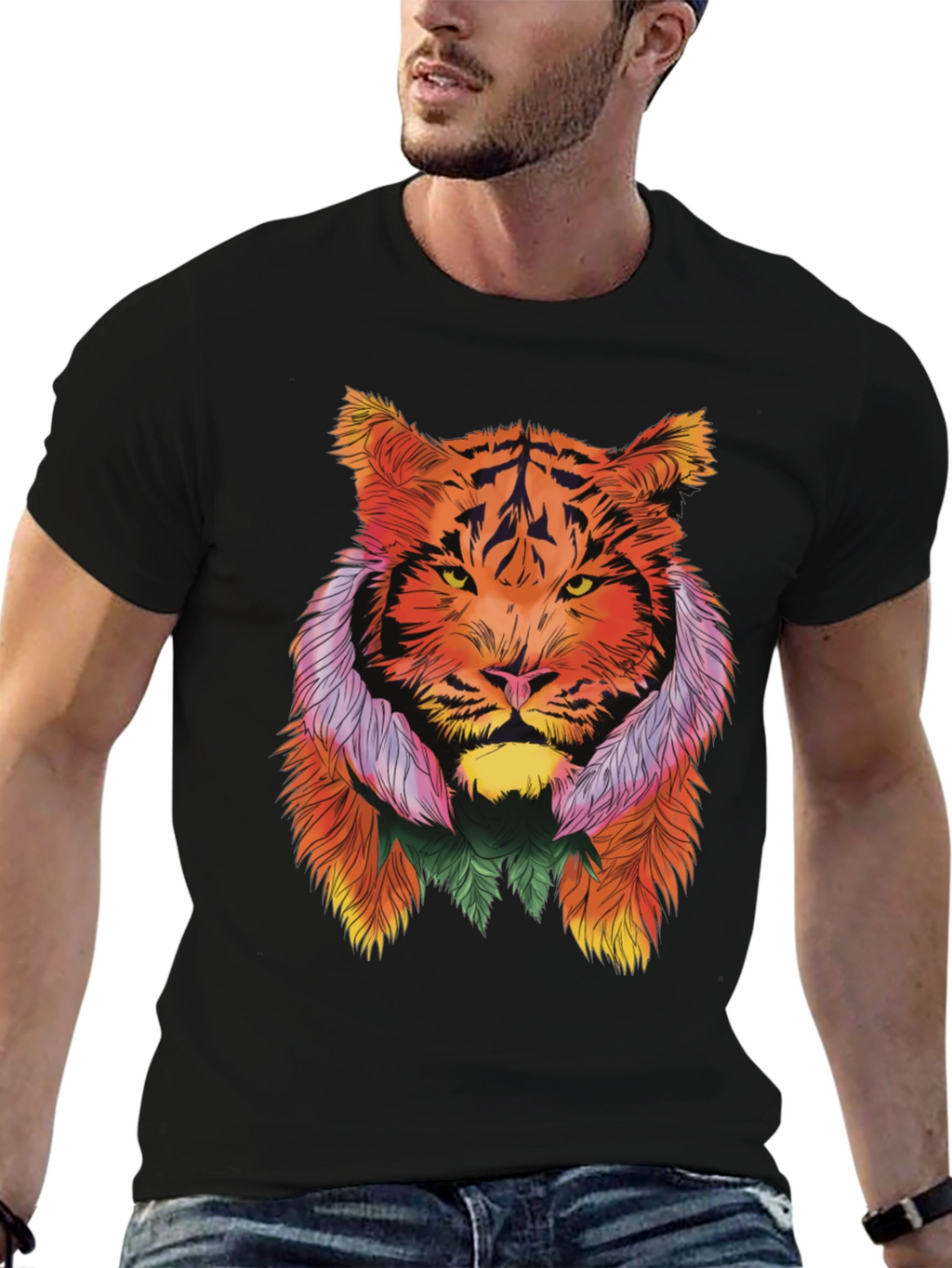 Vibrant Tiger Graphic Tee - Stylish Animal Print Shirt
