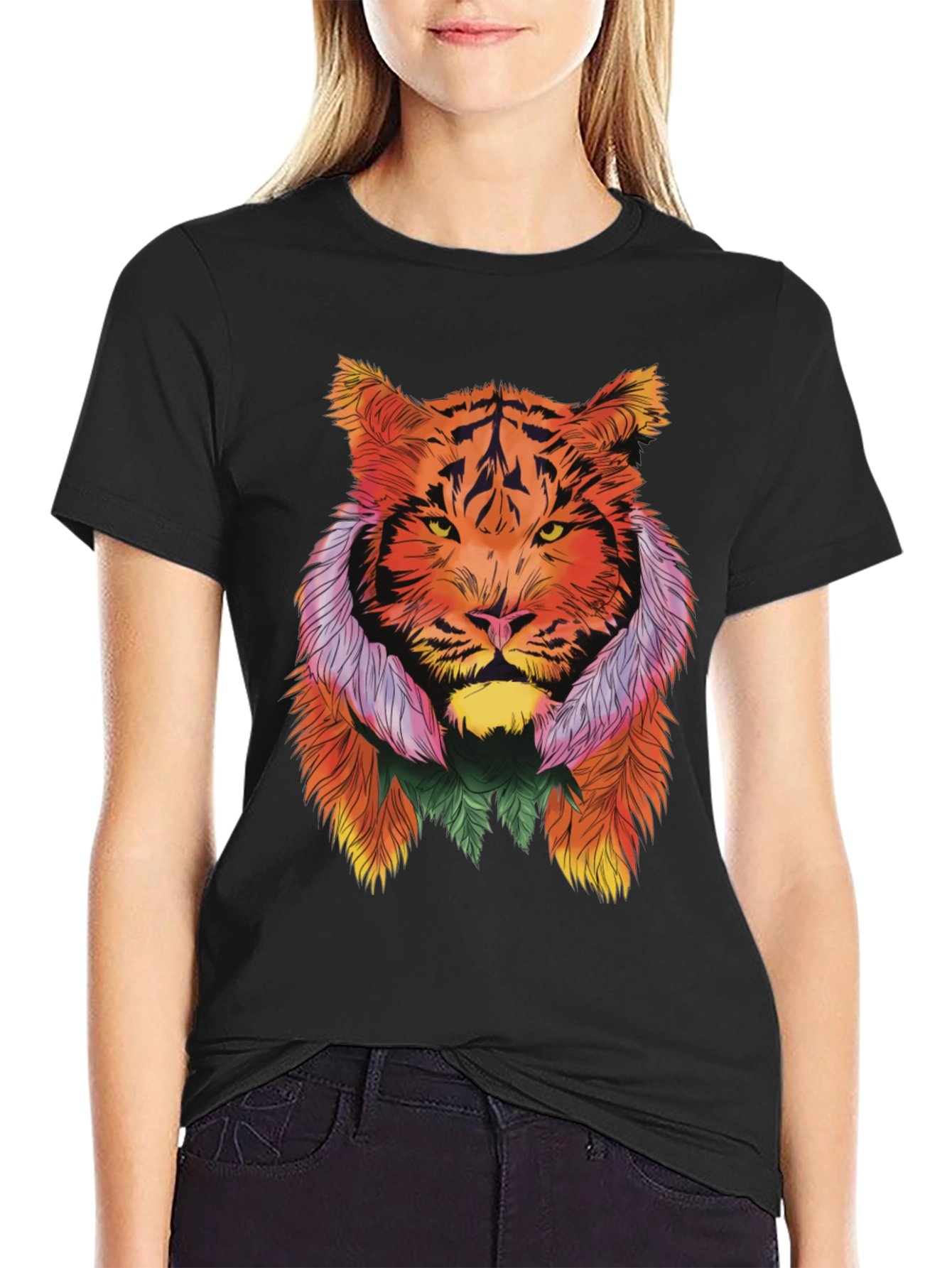 Vibrant Tiger Graphic Tee - Stylish Animal Print Shirt