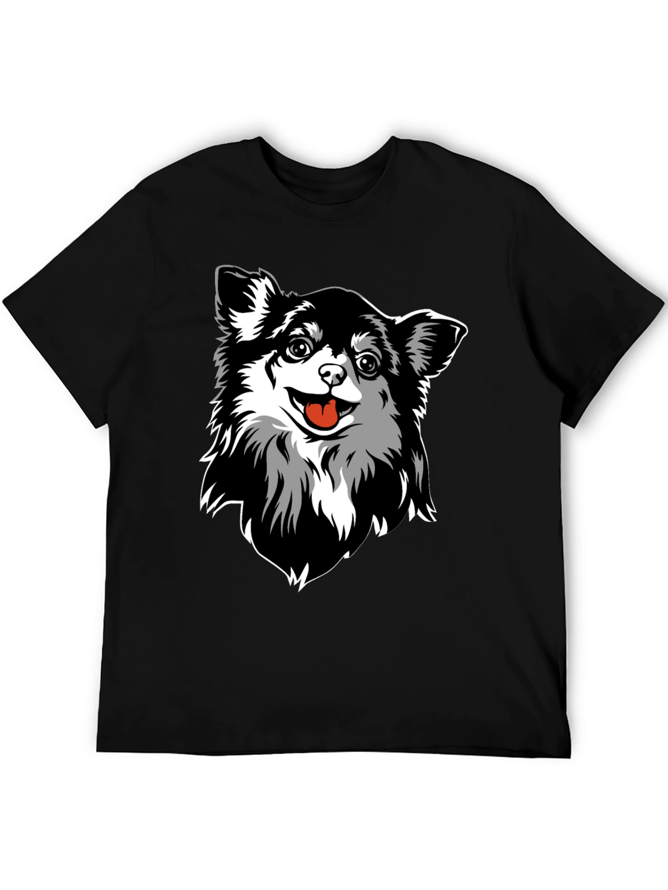 Chihuahua Dog Graphic Tee - Black Cotton Blend